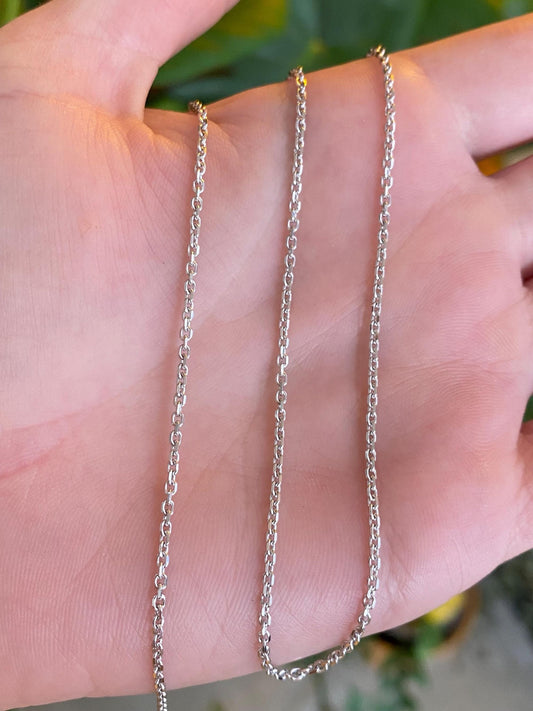 Vintage Solid 14k White Gold Cable Chain Necklace - 18 inches