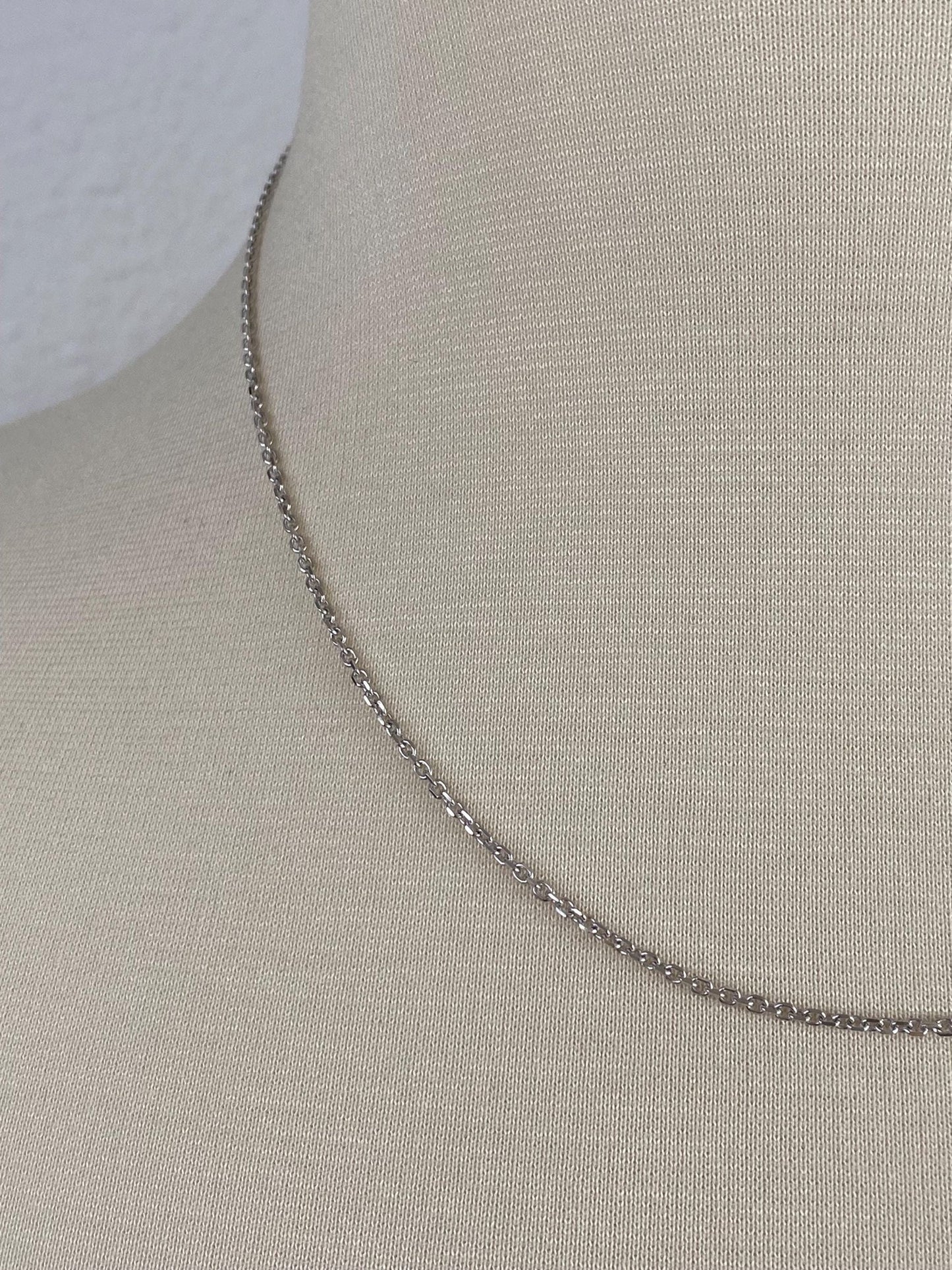 Vintage Solid 14k White Gold Cable Chain Necklace - 18 inches