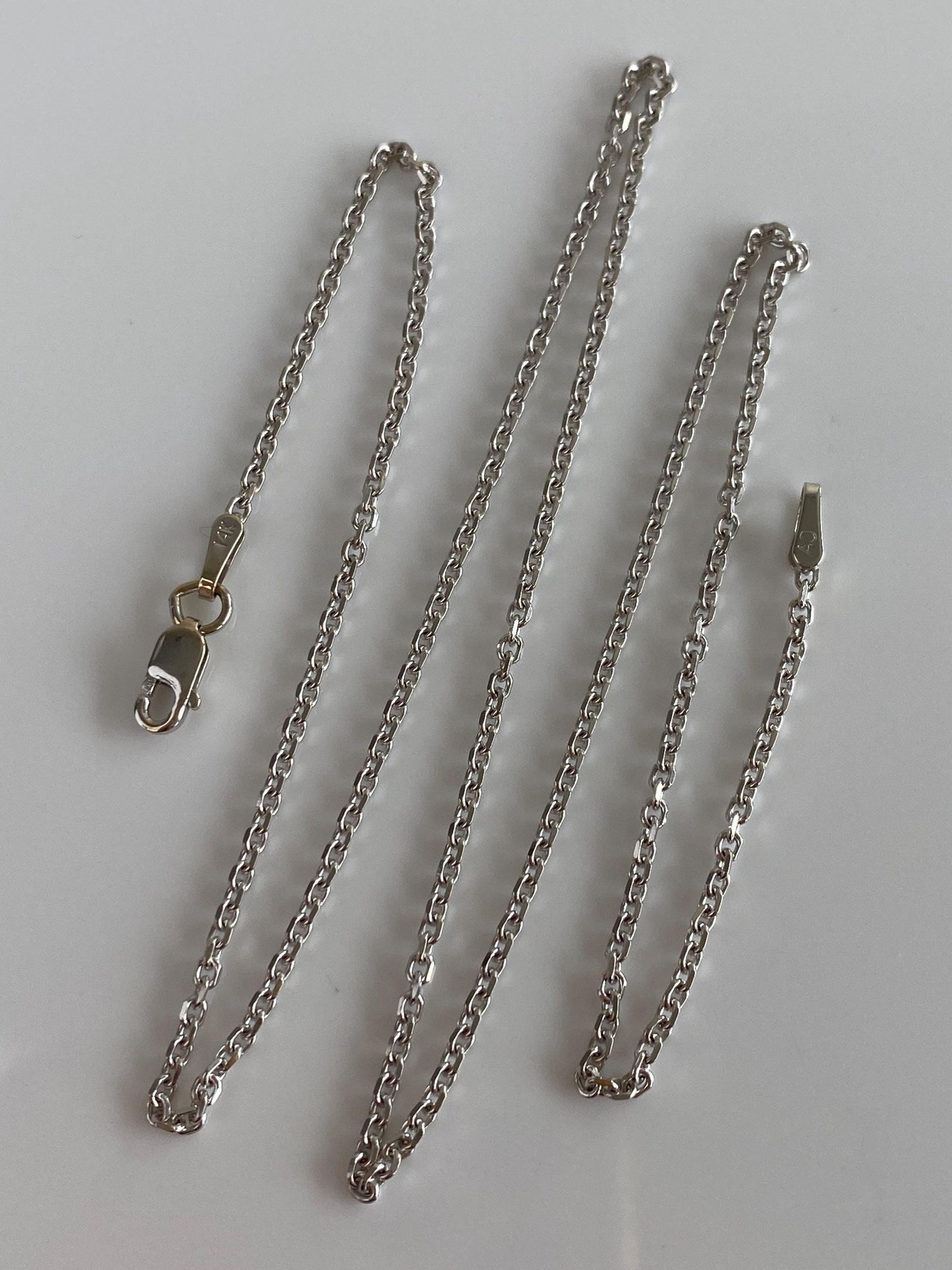 Vintage Solid 14k White Gold Cable Chain Necklace - 18 inches