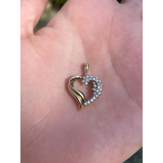 Vintage Solid 10k Yellow Gold Diamond Heart Charm
