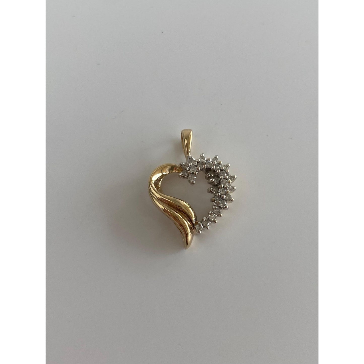Vintage Solid 10k Yellow Gold Diamond Heart Charm