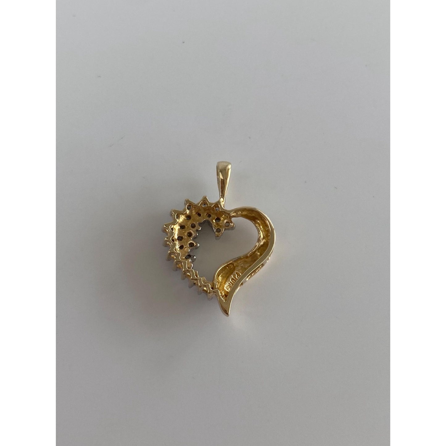 Vintage Solid 10k Yellow Gold Diamond Heart Charm