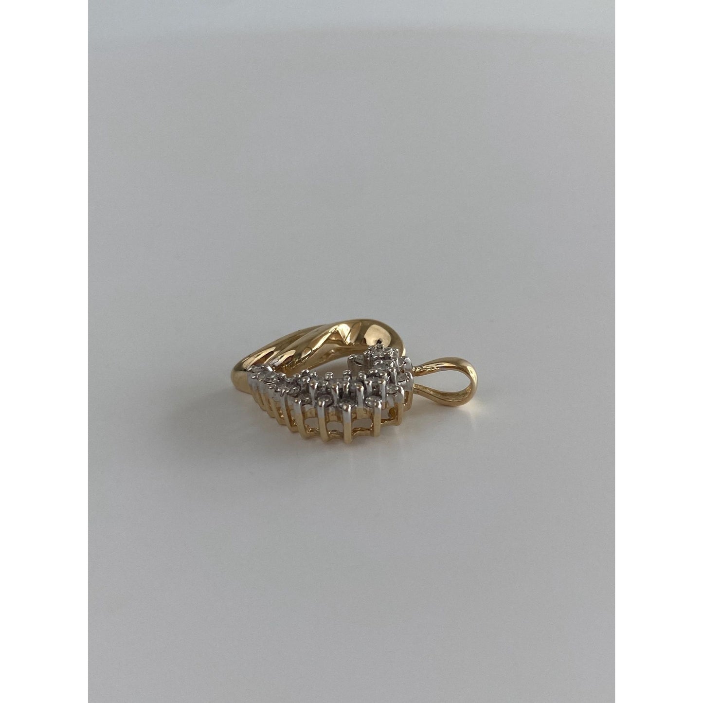Vintage Solid 10k Yellow Gold Diamond Heart Charm