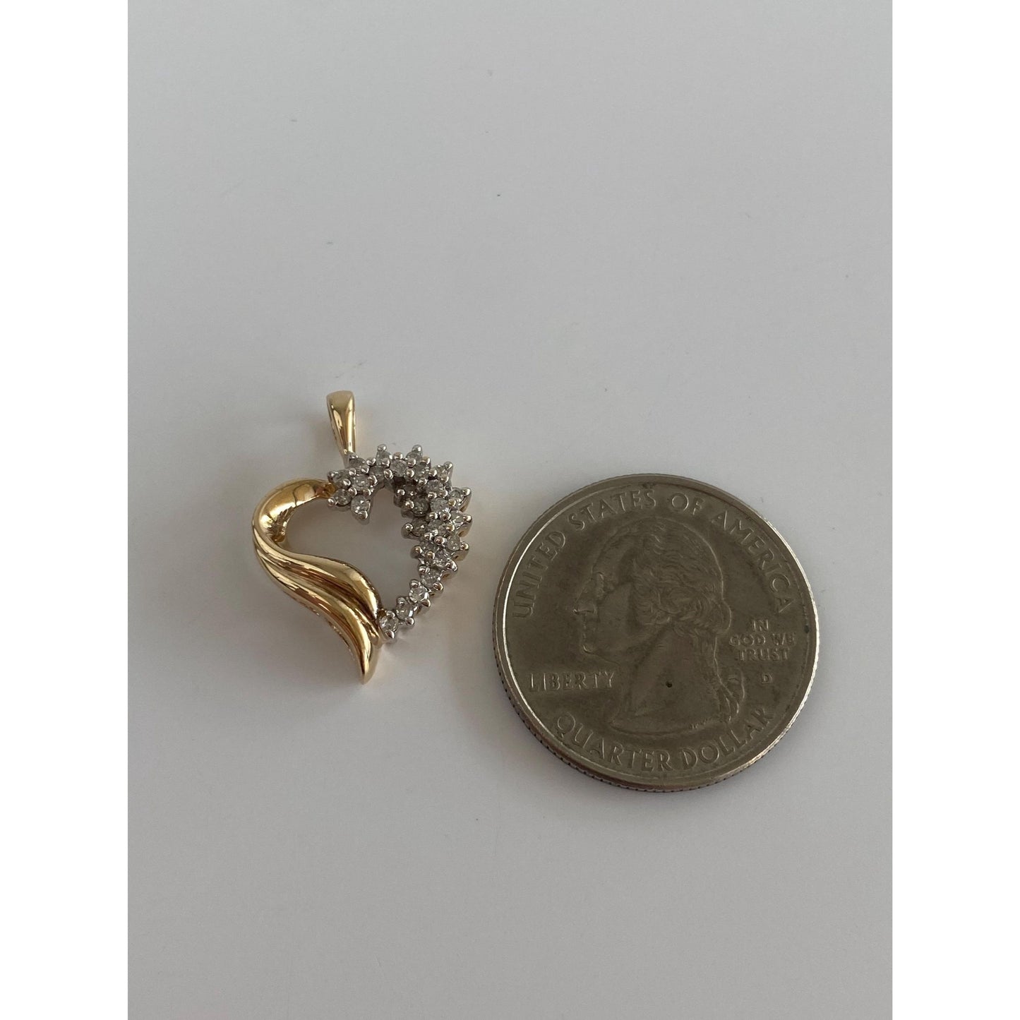 Vintage Solid 10k Yellow Gold Diamond Heart Charm