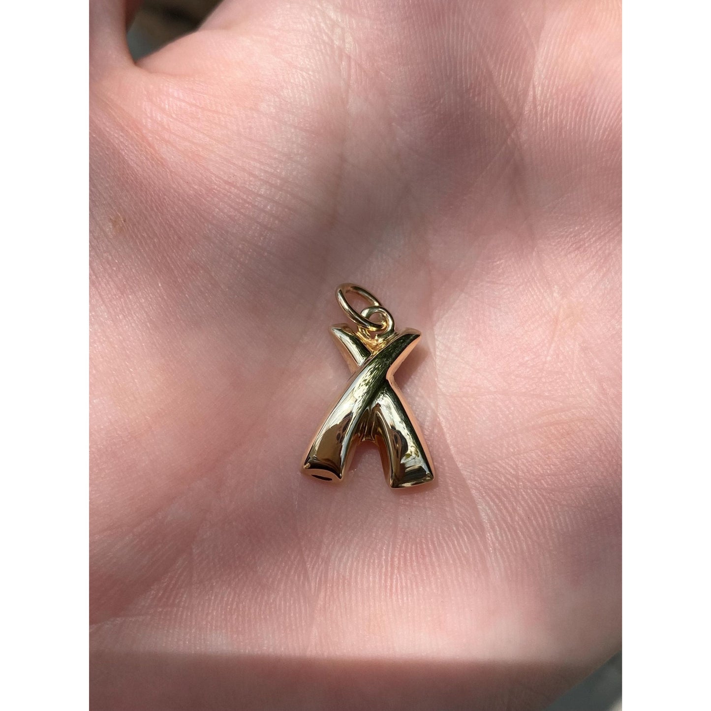 Vintage 14k Yellow Gold Puffy X Charm