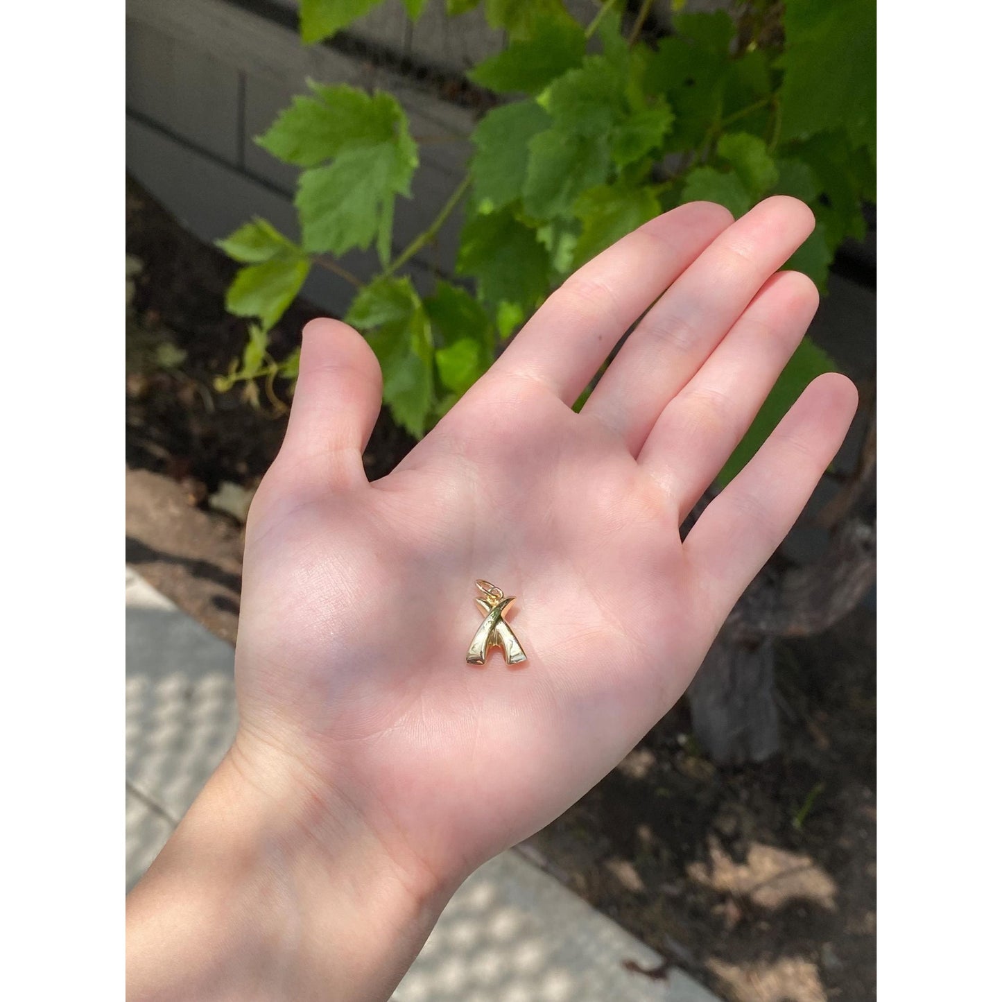 Vintage 14k Yellow Gold Puffy X Charm