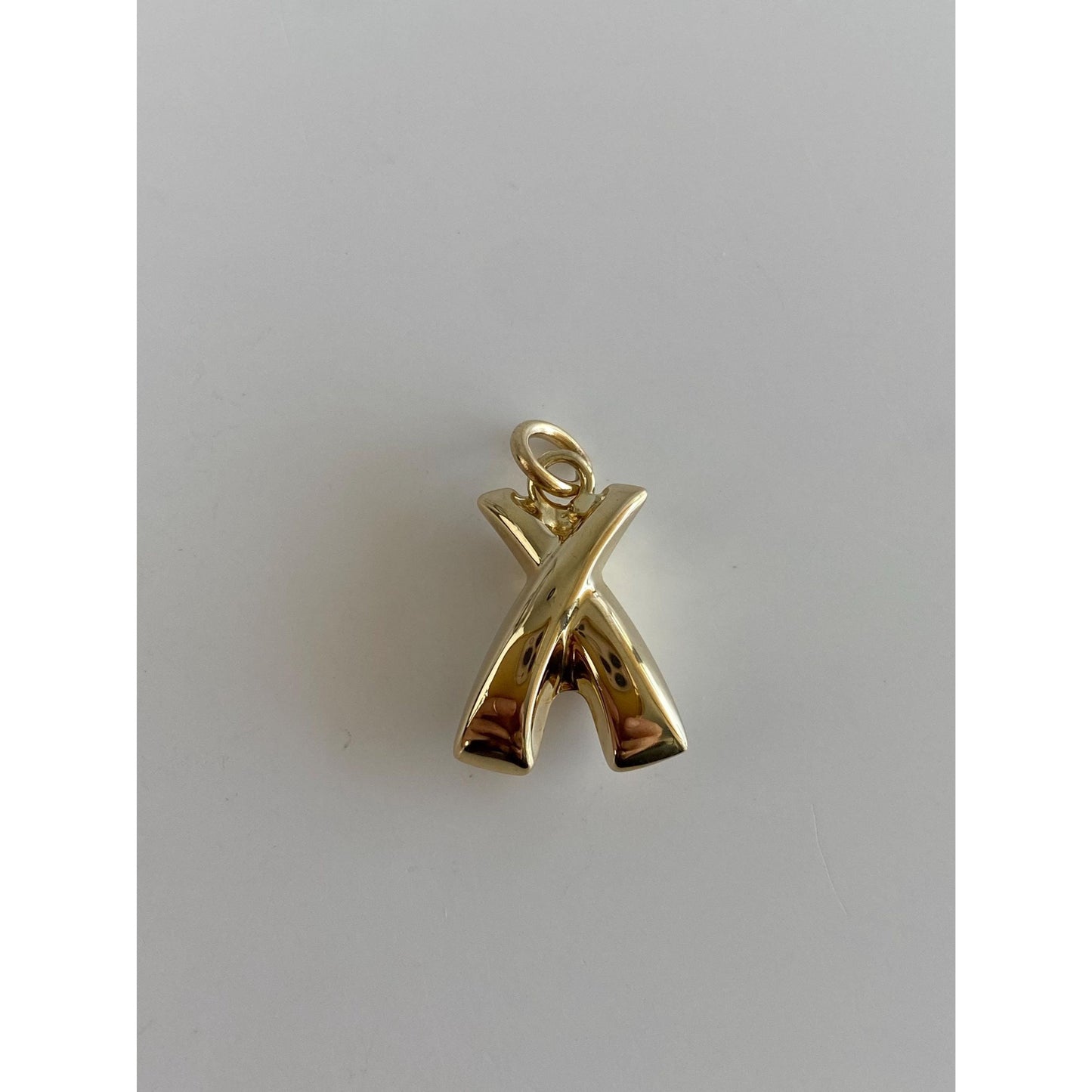 Vintage 14k Yellow Gold Puffy X Charm