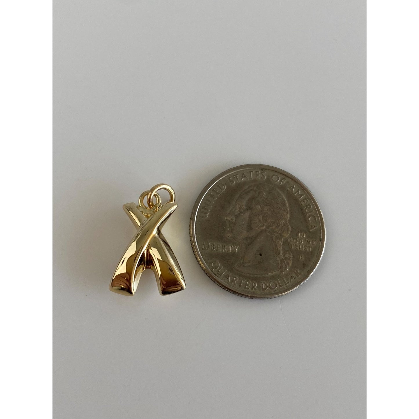 Vintage 14k Yellow Gold Puffy X Charm