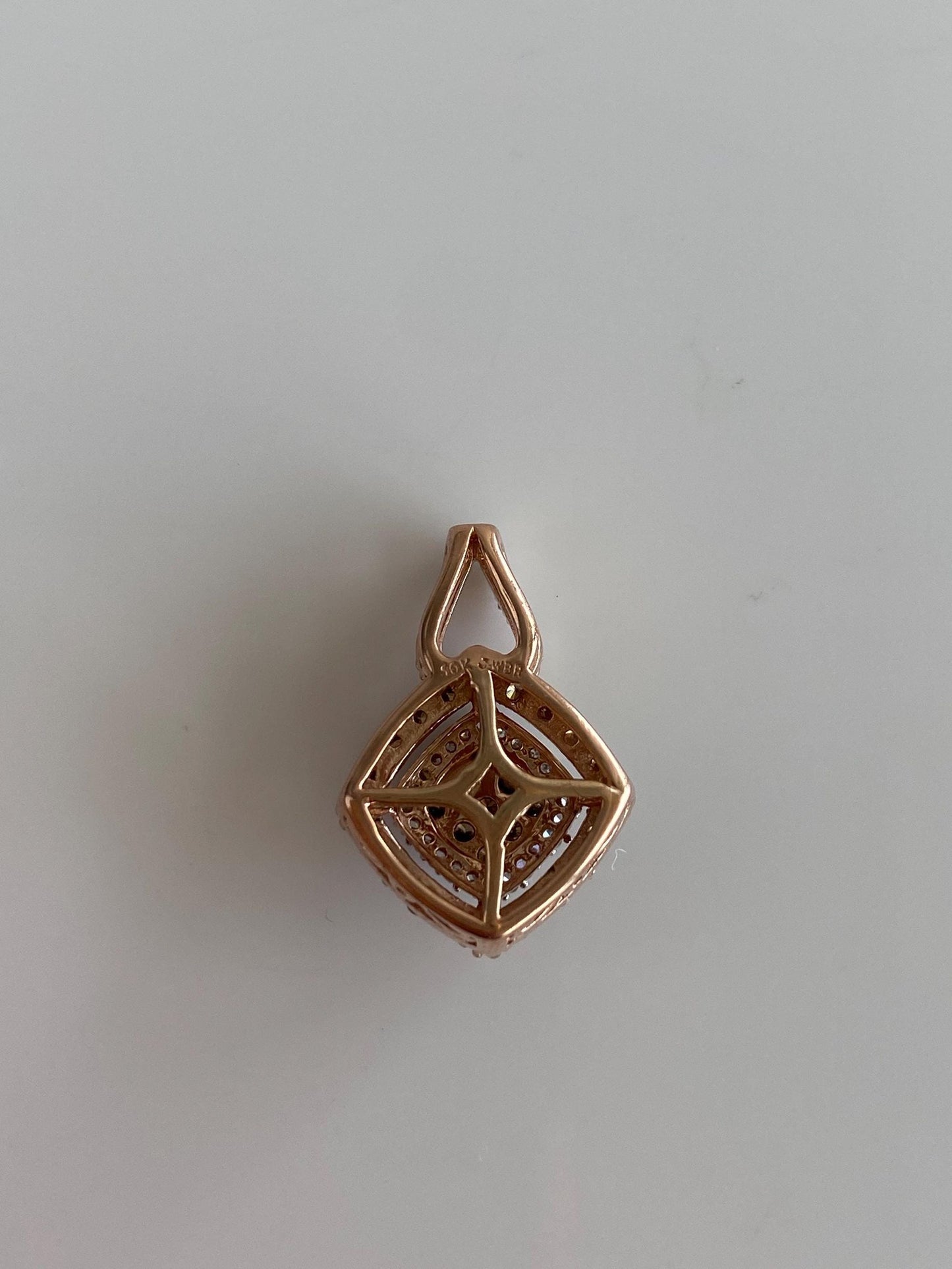 Vintage Solid 10k Rose Gold Champagne & Clear Diamonds Charm