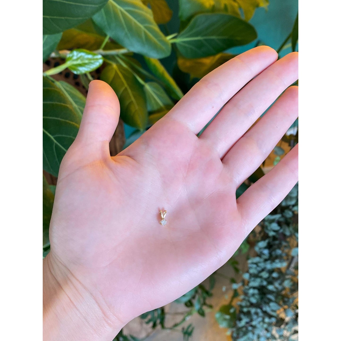 Vintage Solid 14k Yellow Gold Little Diamond Charm