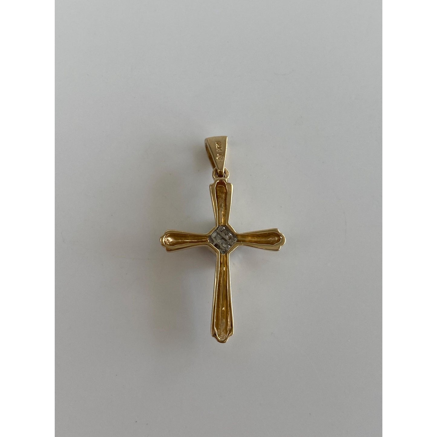 Vintage Solid 14k Yellow Gold Diamond Cross Charm