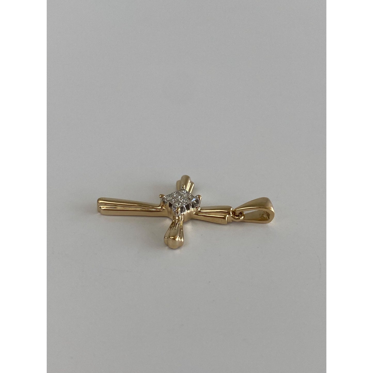 Vintage Solid 14k Yellow Gold Diamond Cross Charm