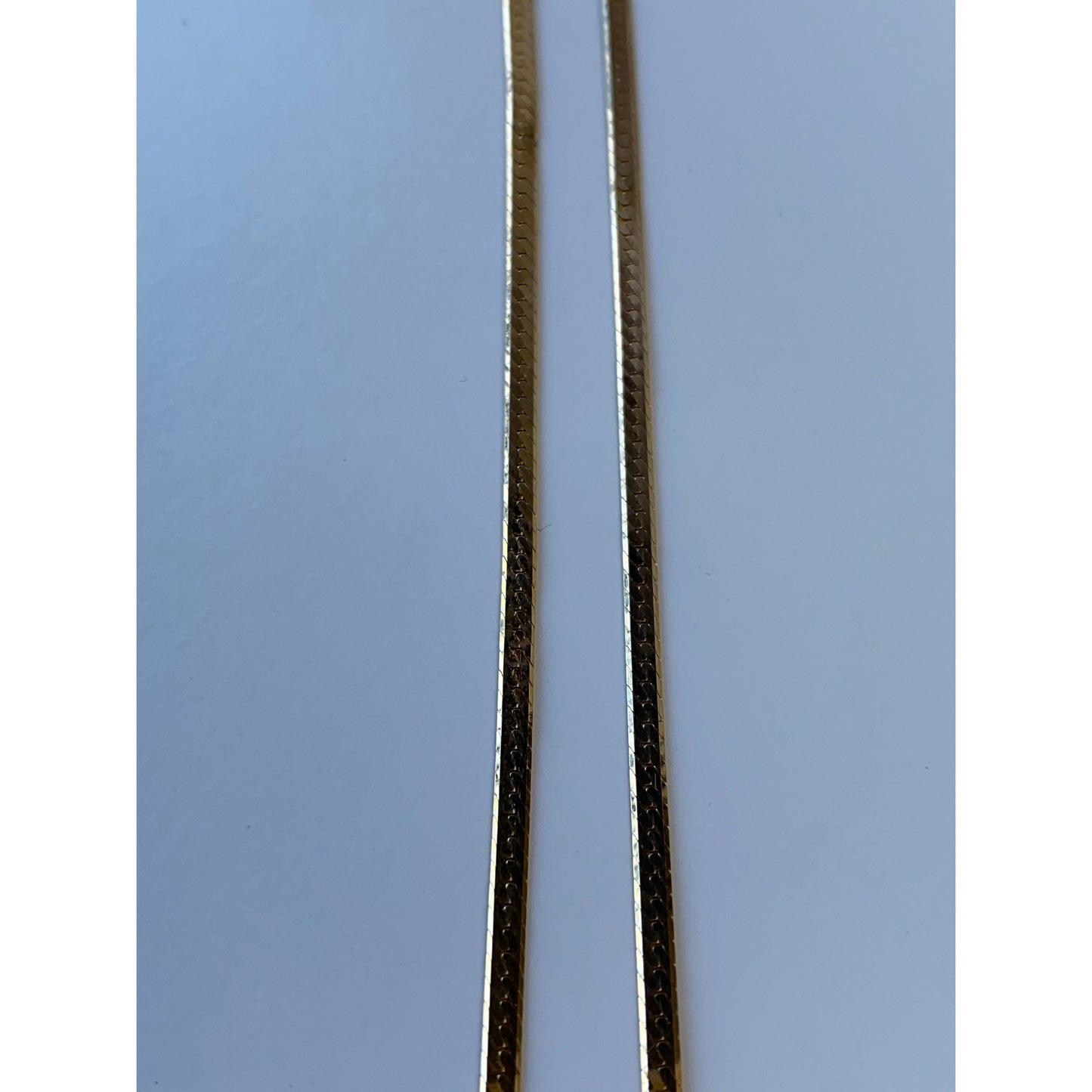 Vintage Solid 14k Yellow Gold Long Thin Herringbone Chain Necklace - 24.25 inches