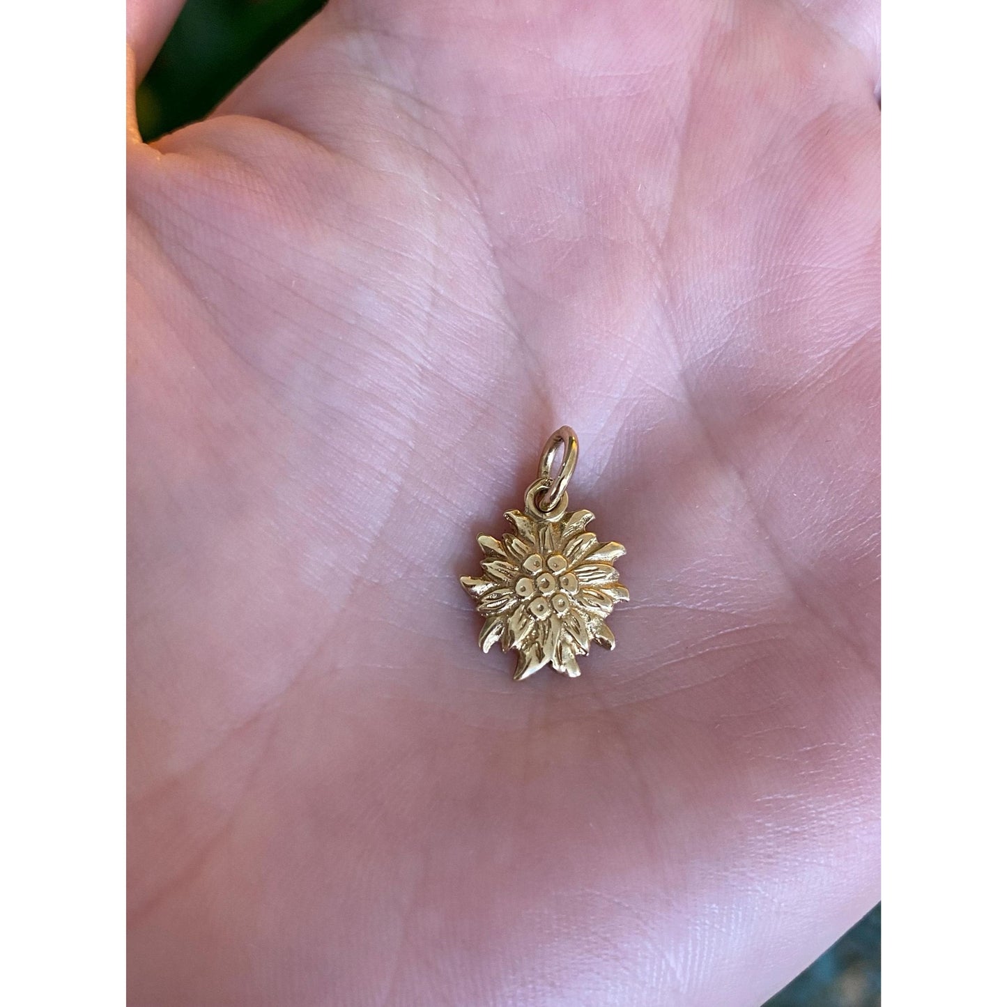 Solid 14k Yellow Gold Flower Charm