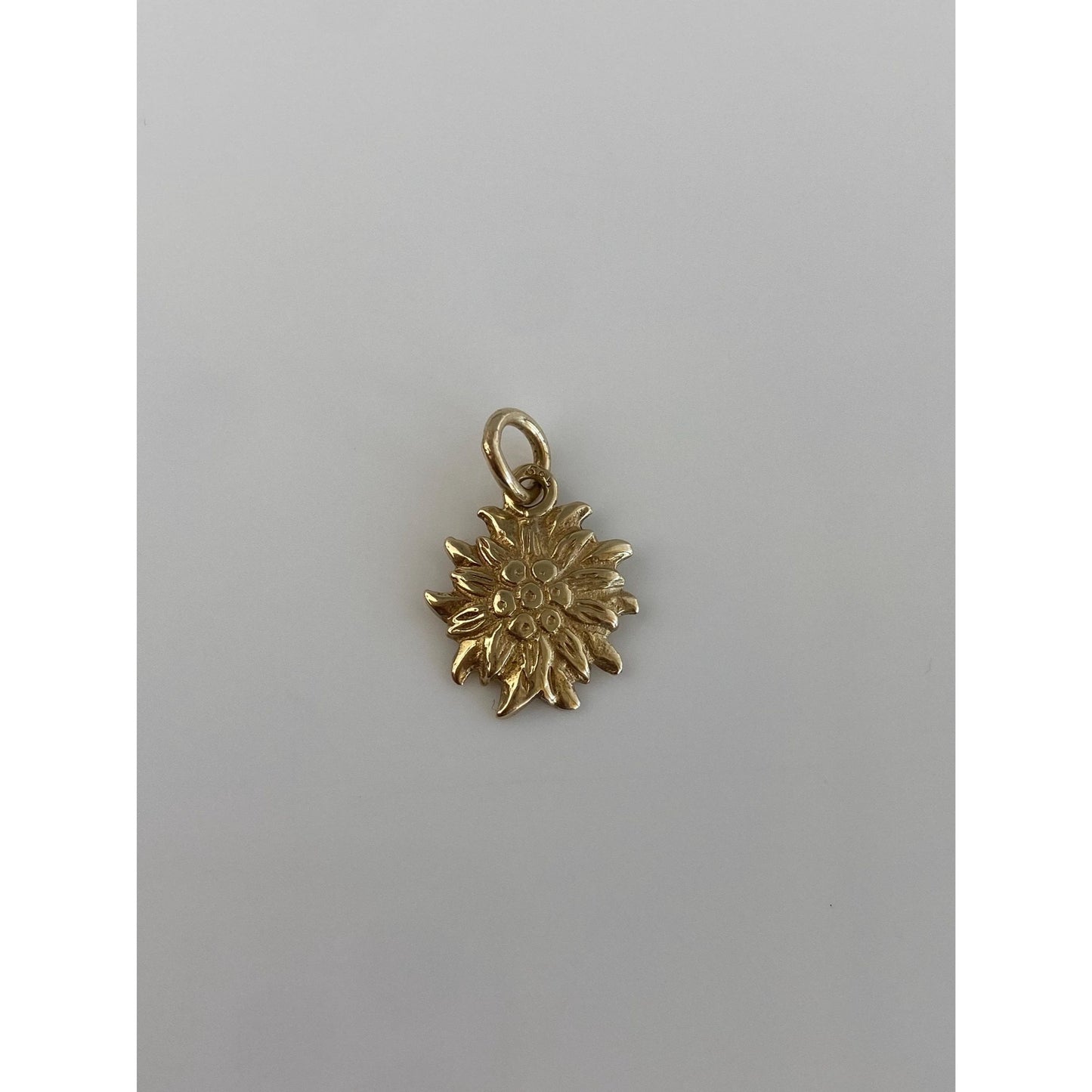 Solid 14k Yellow Gold Flower Charm