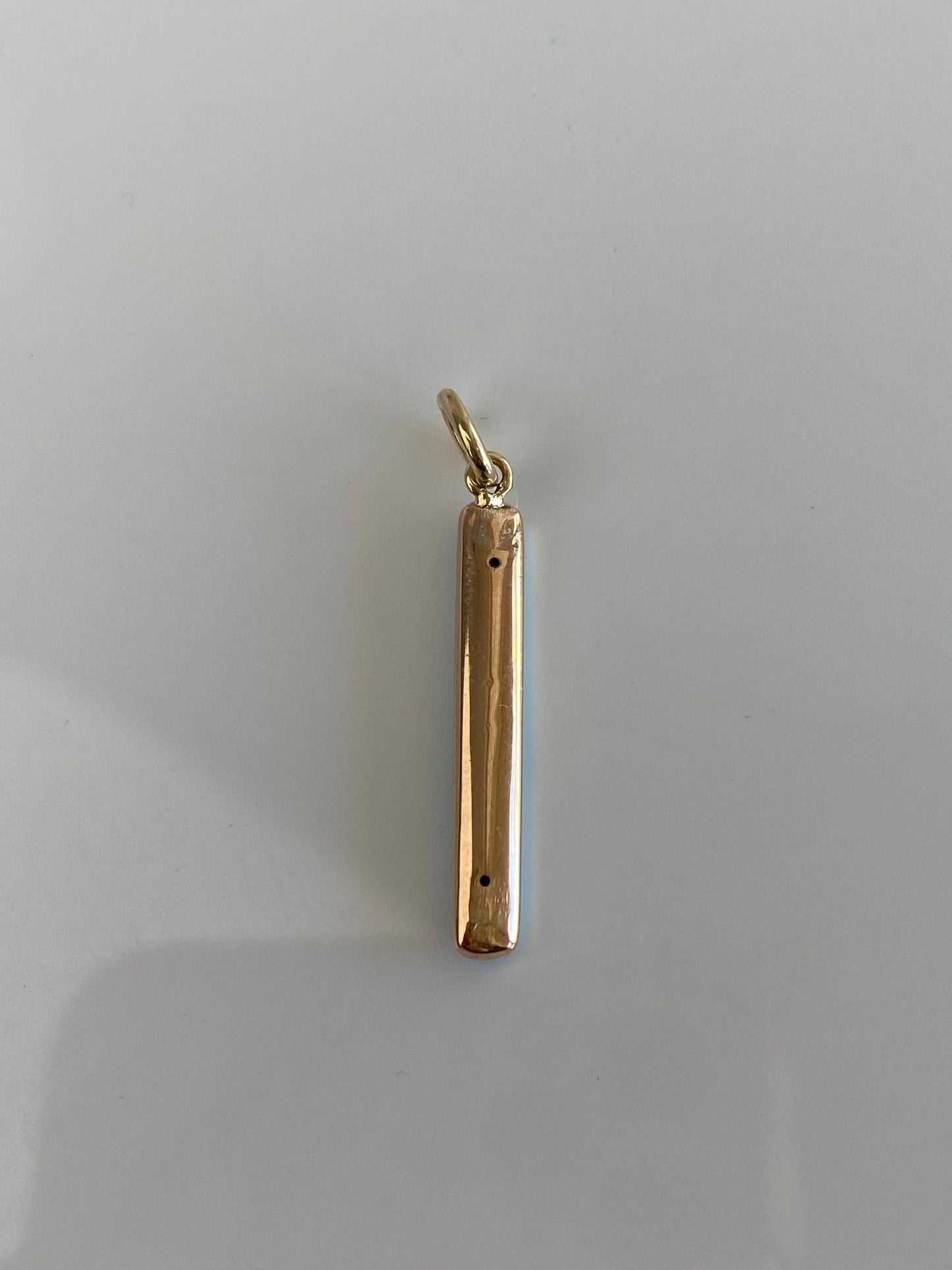 Vintage 14k Rosey Gold Blue Enamel Pearls Bar Charm