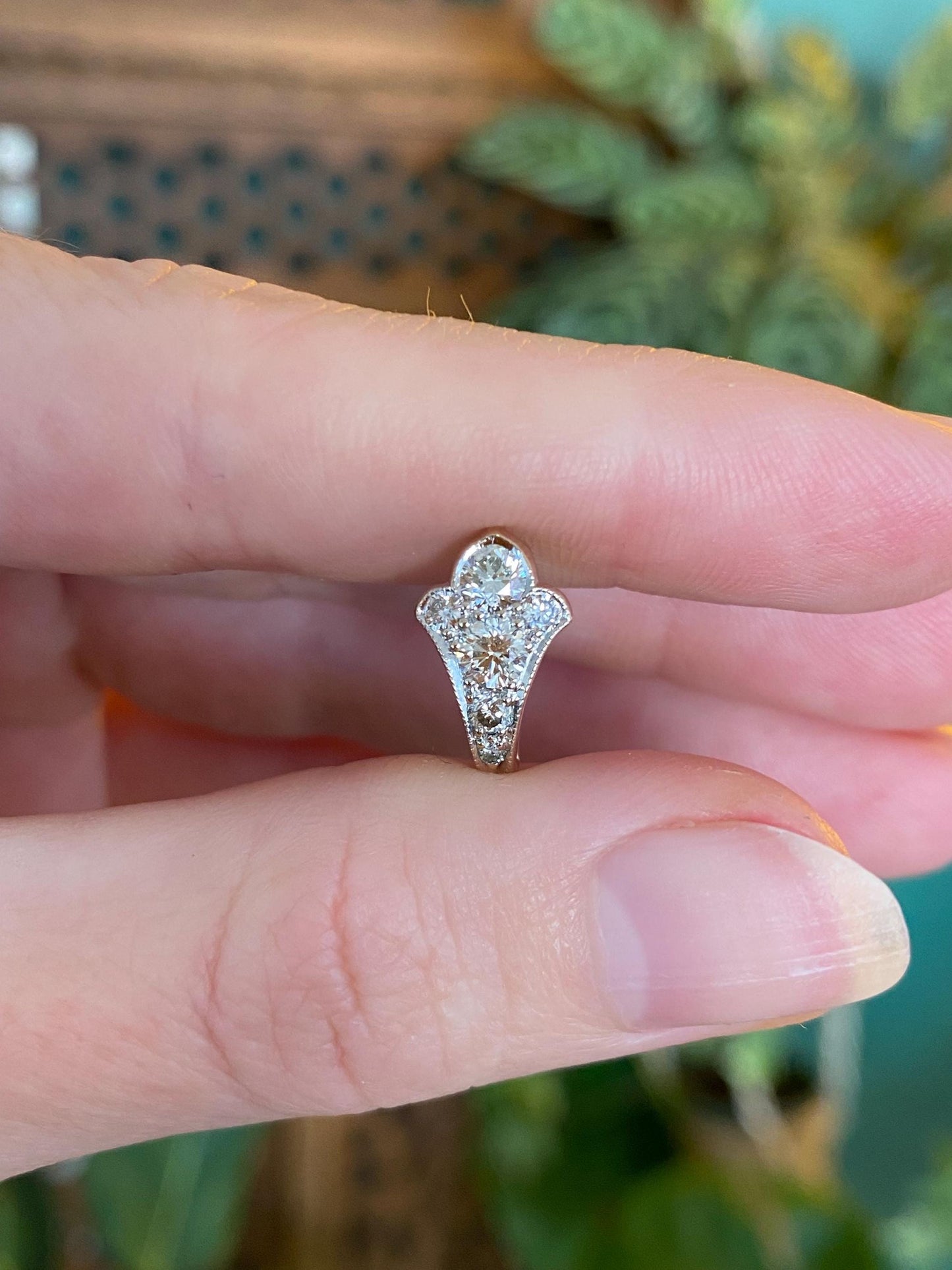Vintage Solid 18k White Gold Diamond Connector Clasp Charm