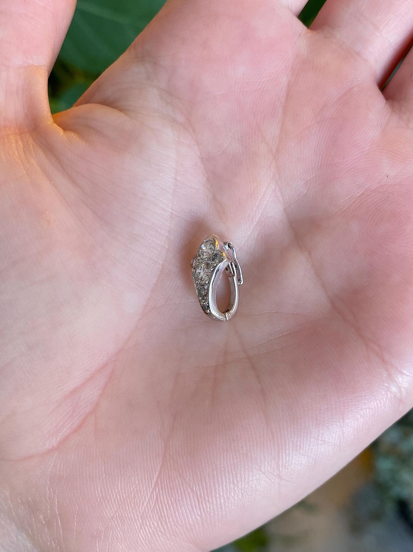 Vintage Solid 18k White Gold Diamond Connector Clasp Charm