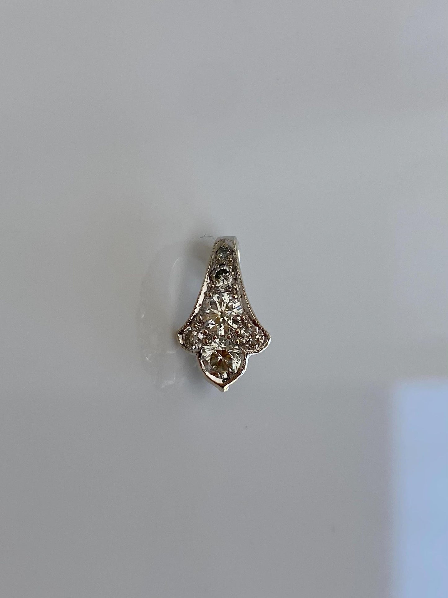 Vintage Solid 18k White Gold Diamond Connector Clasp Charm