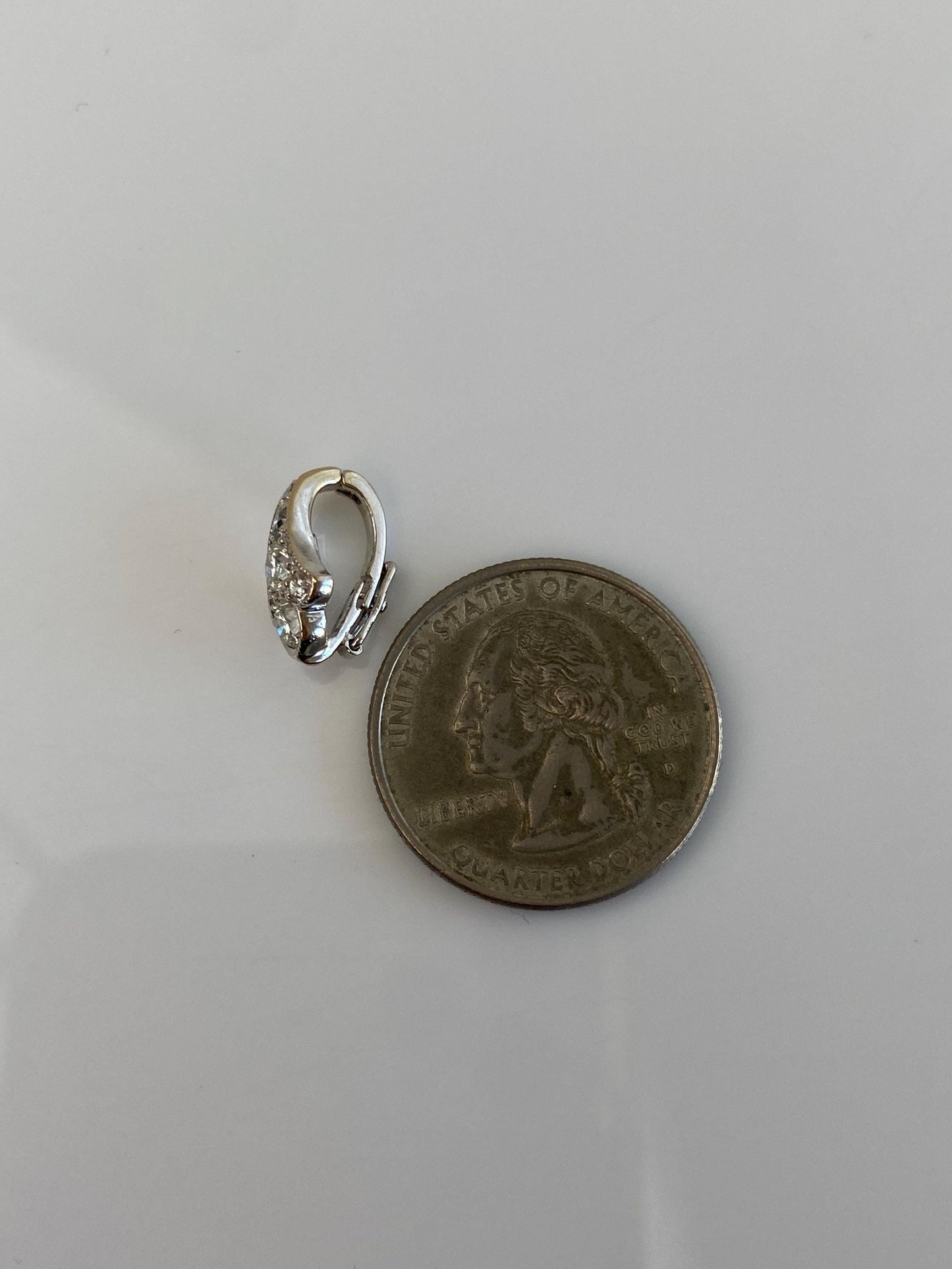Vintage Solid 18k White Gold Diamond Connector Clasp Charm
