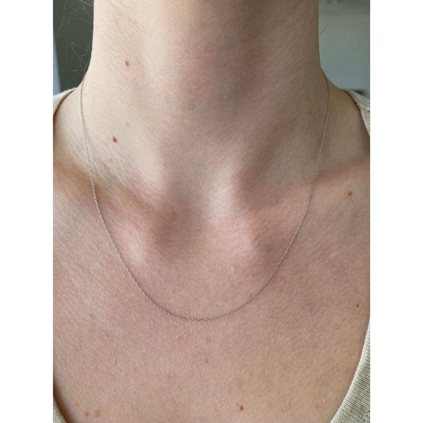 Vintage Solid 10k White Gold Dainty Chain Necklace - 18 inches