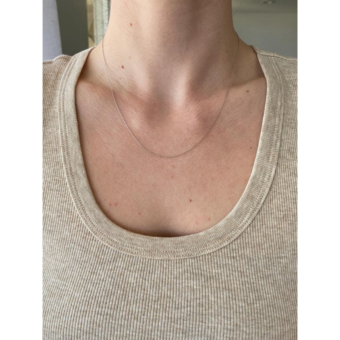 Vintage Solid 10k White Gold Dainty Chain Necklace - 18 inches