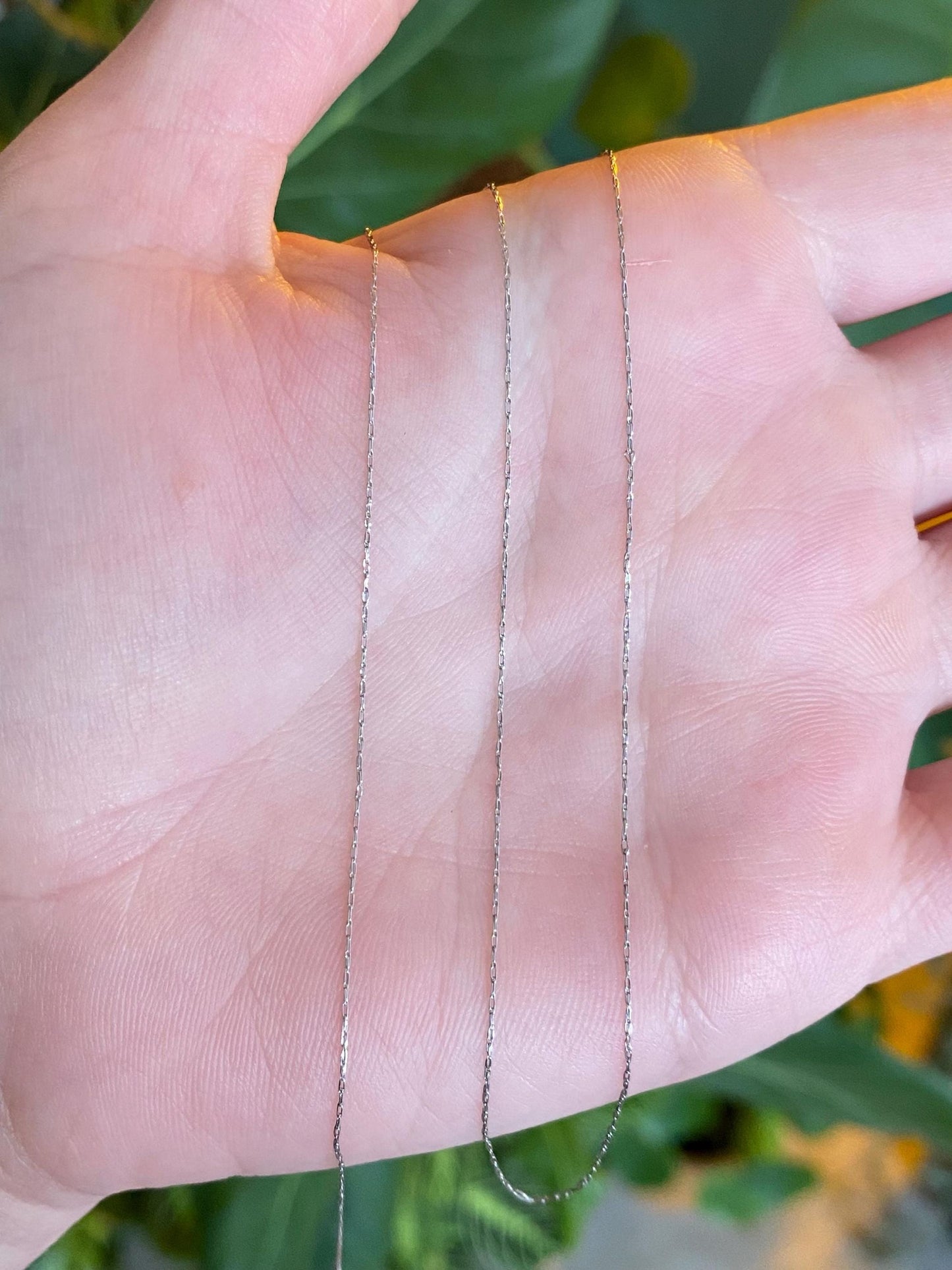Vintage Solid 10k White Gold Dainty Elongated Chain Necklace - 20 inches