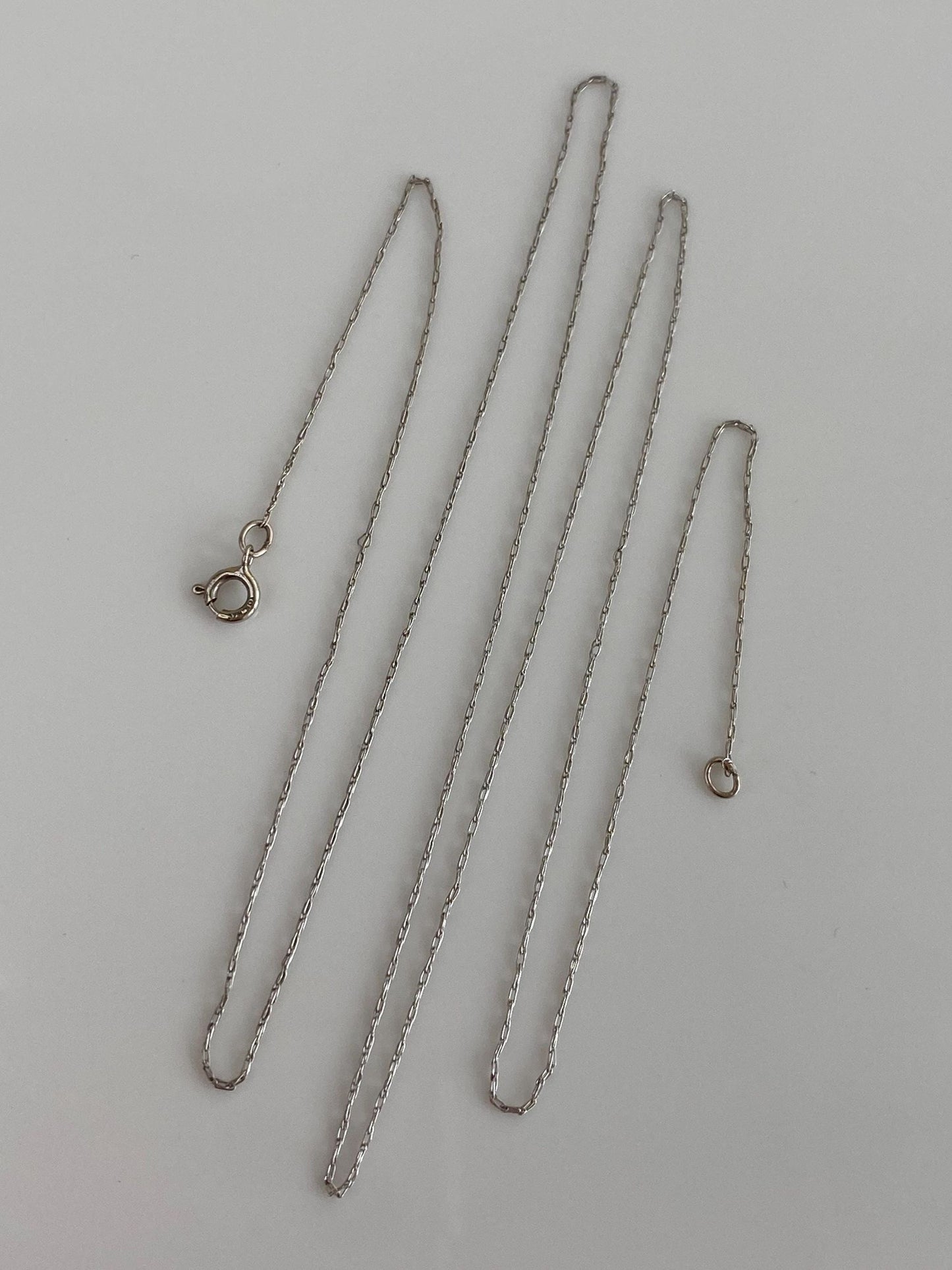 Vintage Solid 10k White Gold Dainty Elongated Chain Necklace - 20 inches