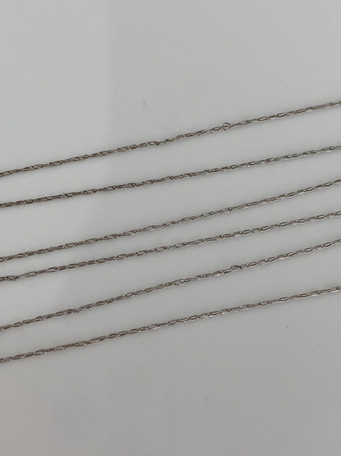 Vintage Solid 10k White Gold Dainty Elongated Chain Necklace - 20 inches