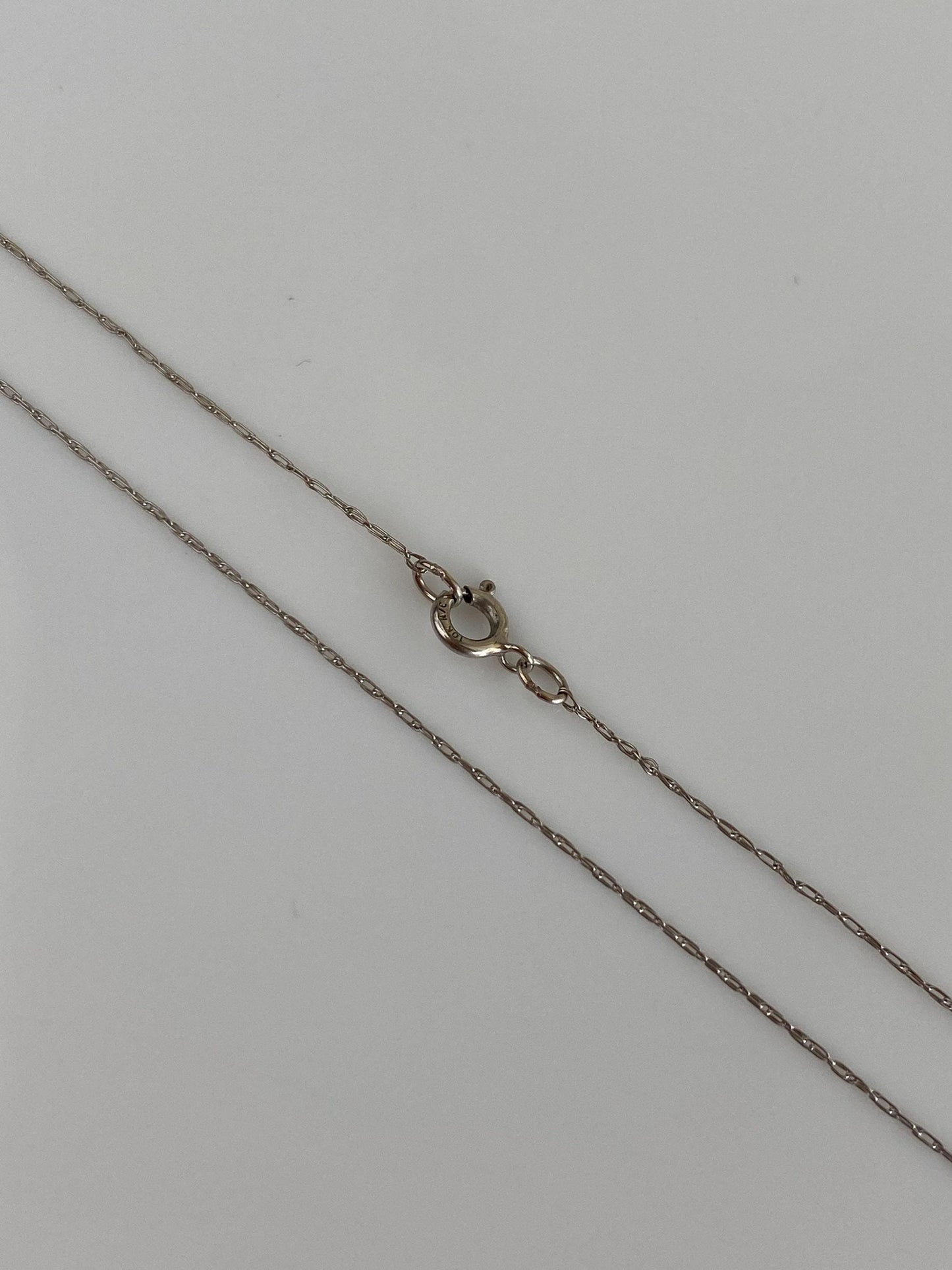 Vintage Solid 10k White Gold Dainty Elongated Chain Necklace - 20 inches