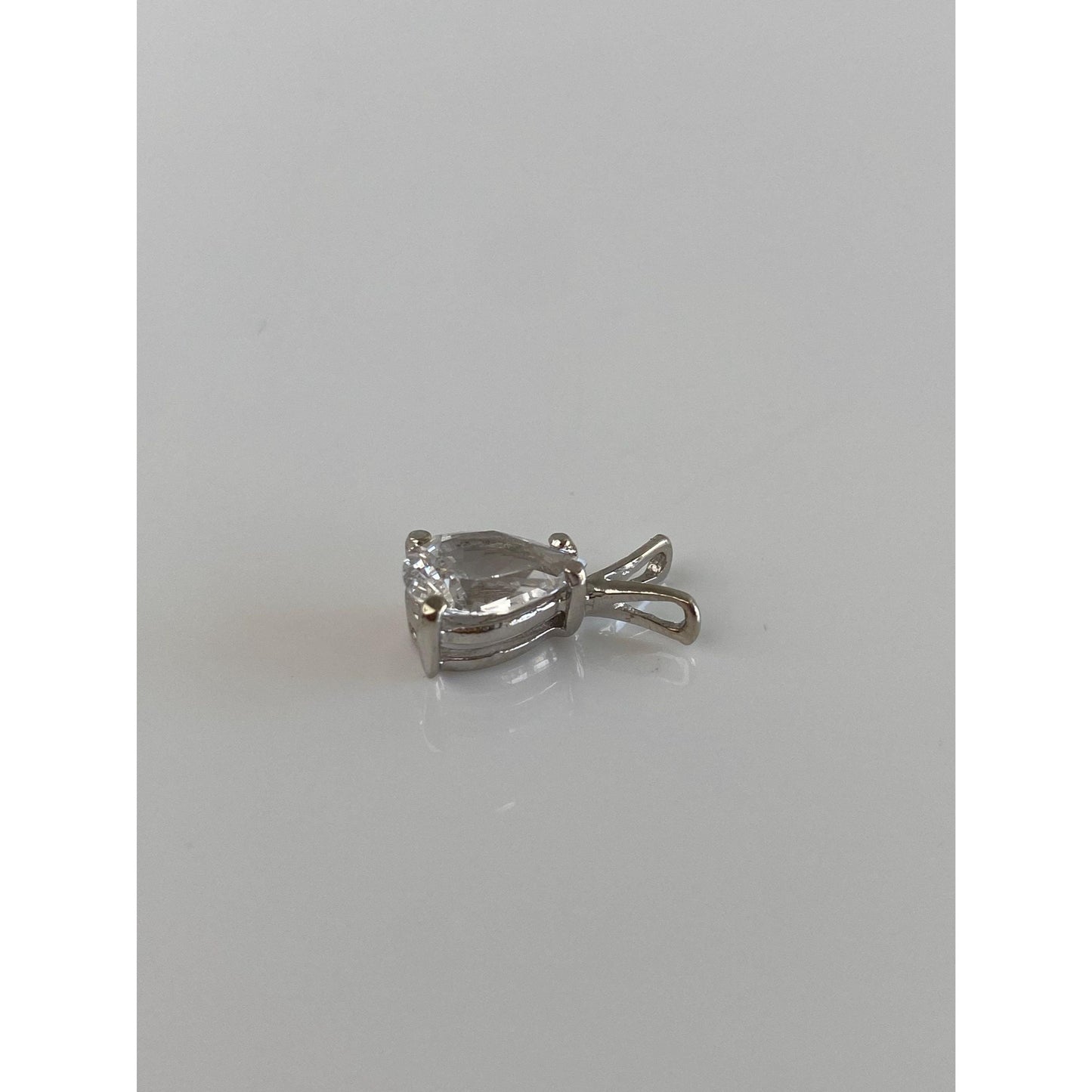 Vintage Solid 14k White Gold Clear Quartz Teardrop Slide Charm