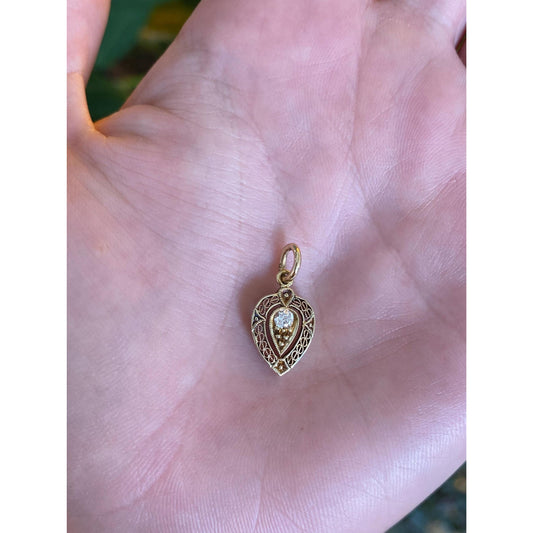 Solid 14k Yellow Gold Diamond Stick Pin Conversion Charm