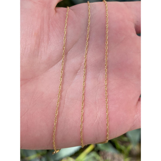 Vintage Solid 14k Yellow Gold Dainty Chain Necklace - 19.5 inches