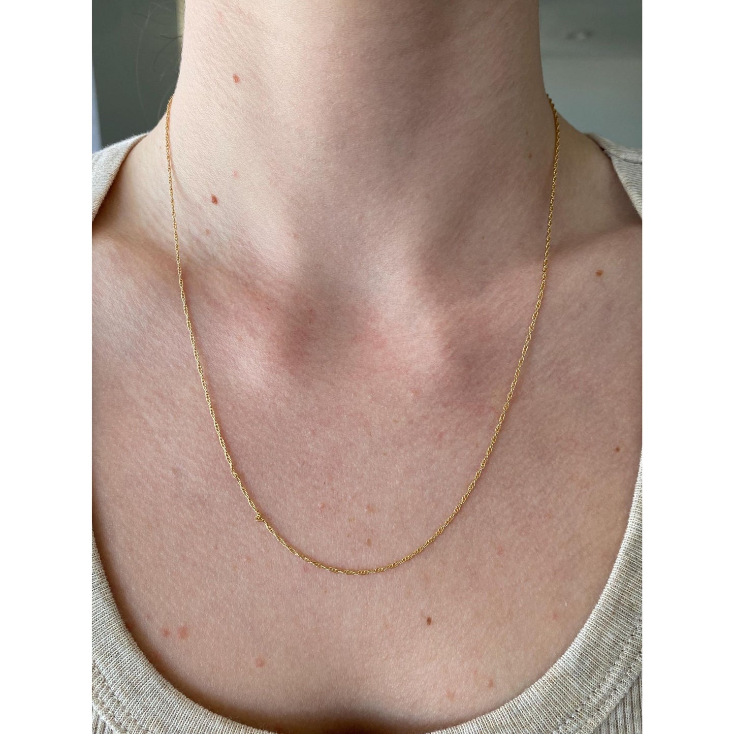 Vintage Solid 14k Yellow Gold Dainty Chain Necklace - 19.5 inches