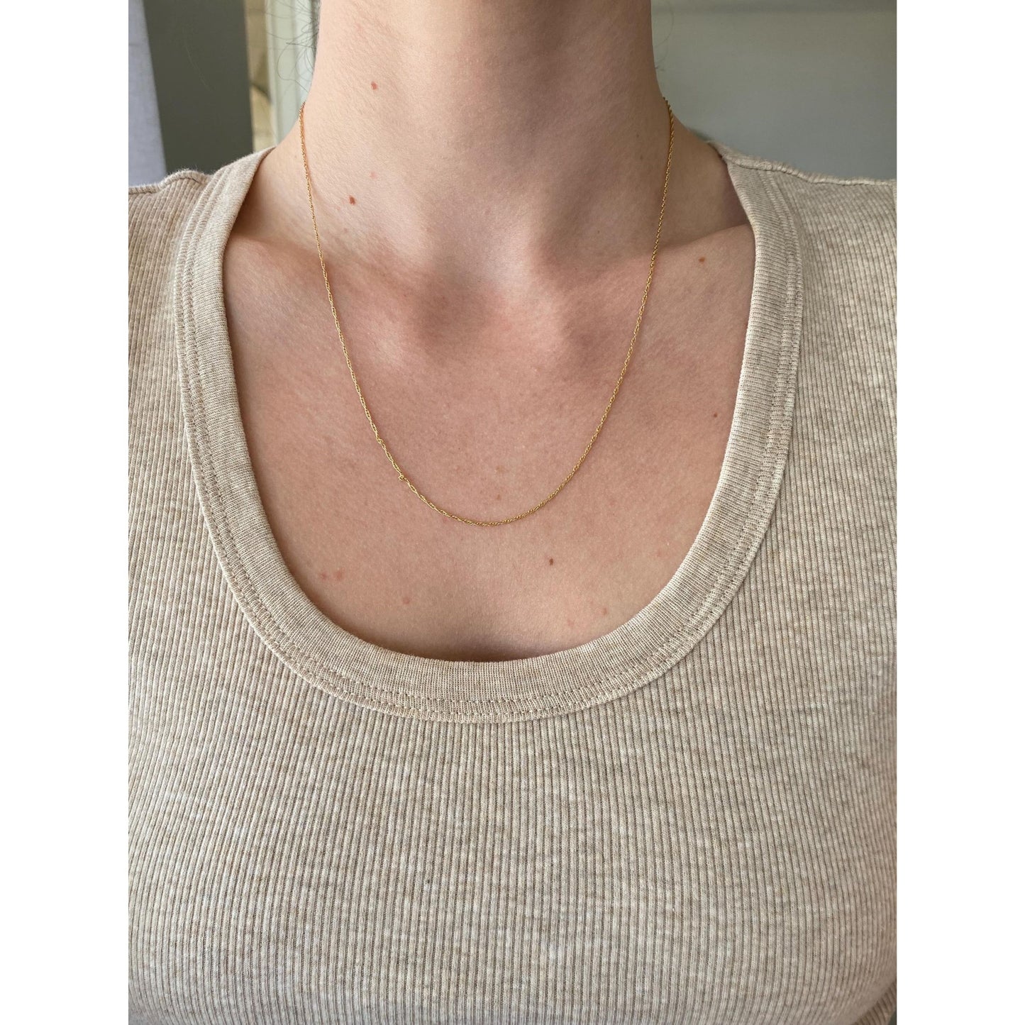 Vintage Solid 14k Yellow Gold Dainty Chain Necklace - 19.5 inches