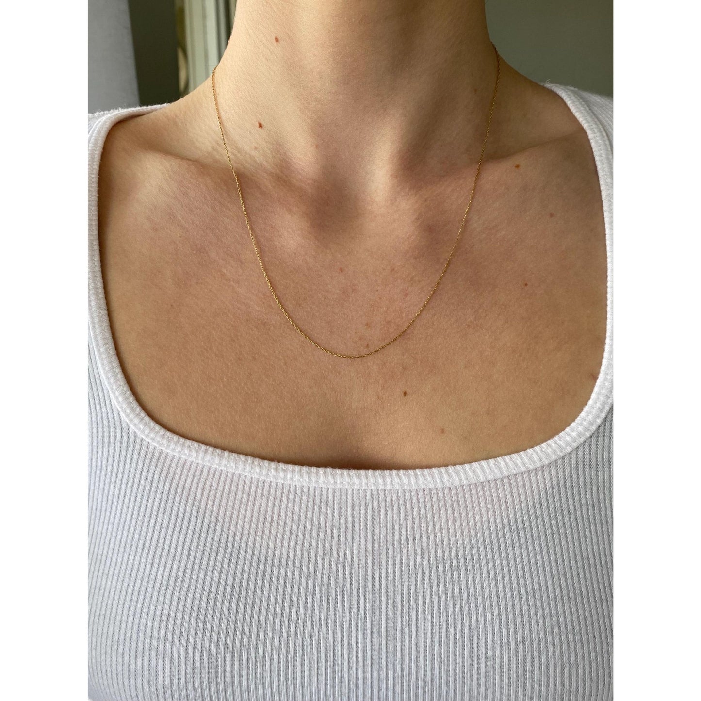 Vintage Solid 14k Yellow Gold Dainty Chain Necklace - 19.5 inches