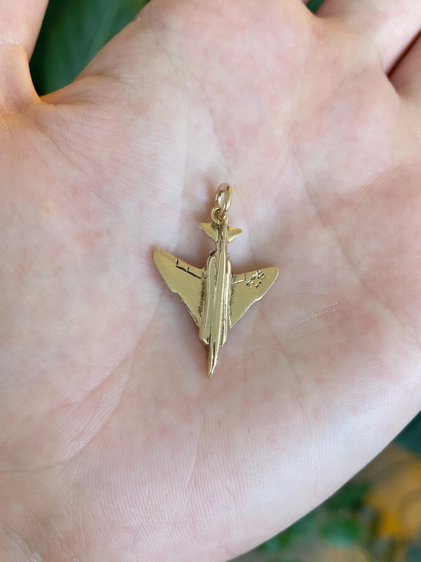 Vintage Solid 14k Yellow Gold Jet Plane Charm