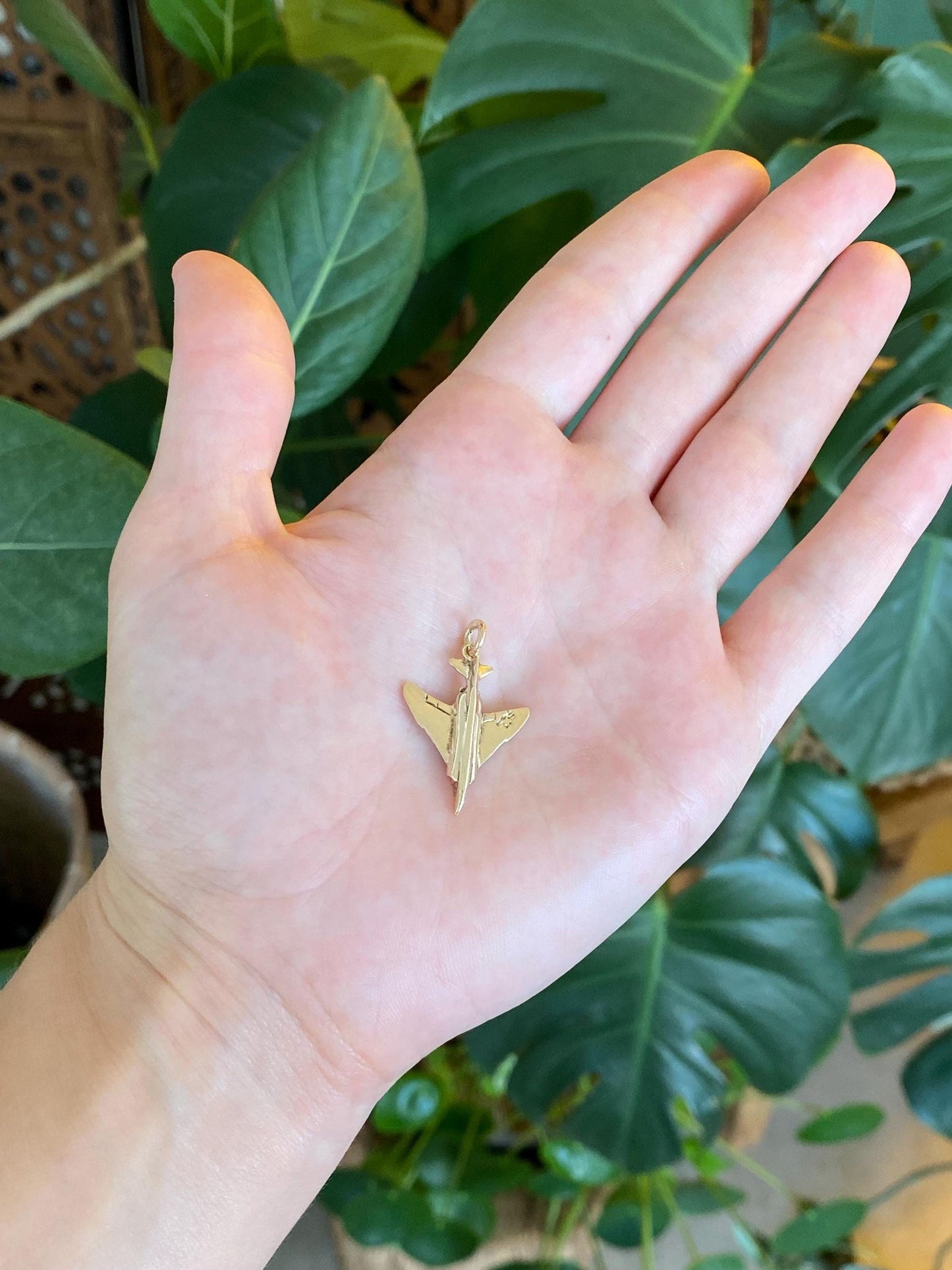 Vintage Solid 14k Yellow Gold Jet Plane Charm