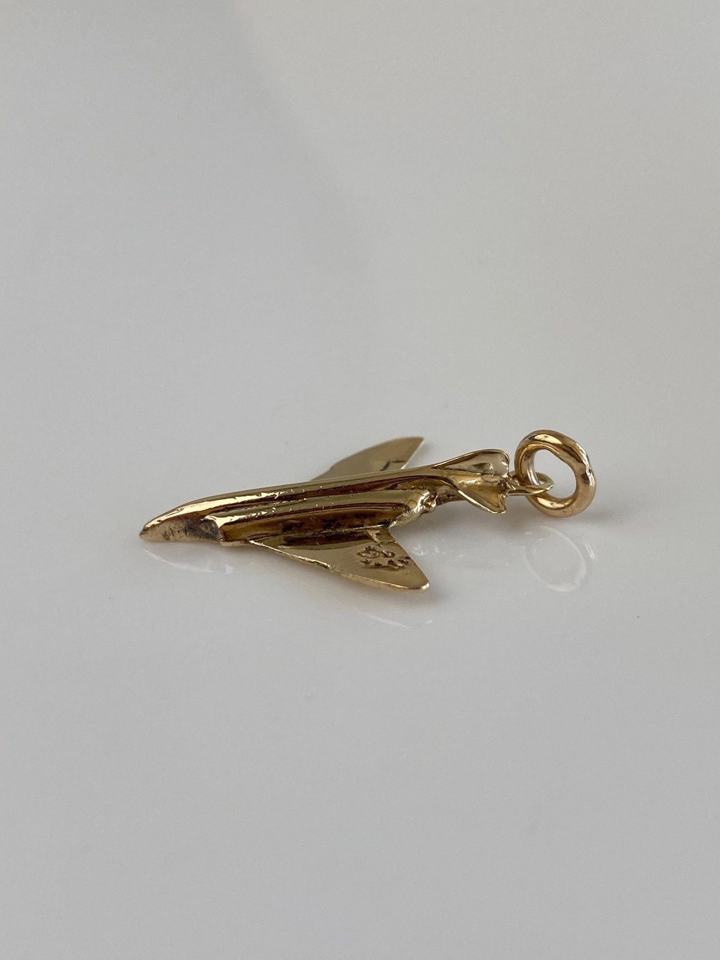 Vintage Solid 14k Yellow Gold Jet Plane Charm