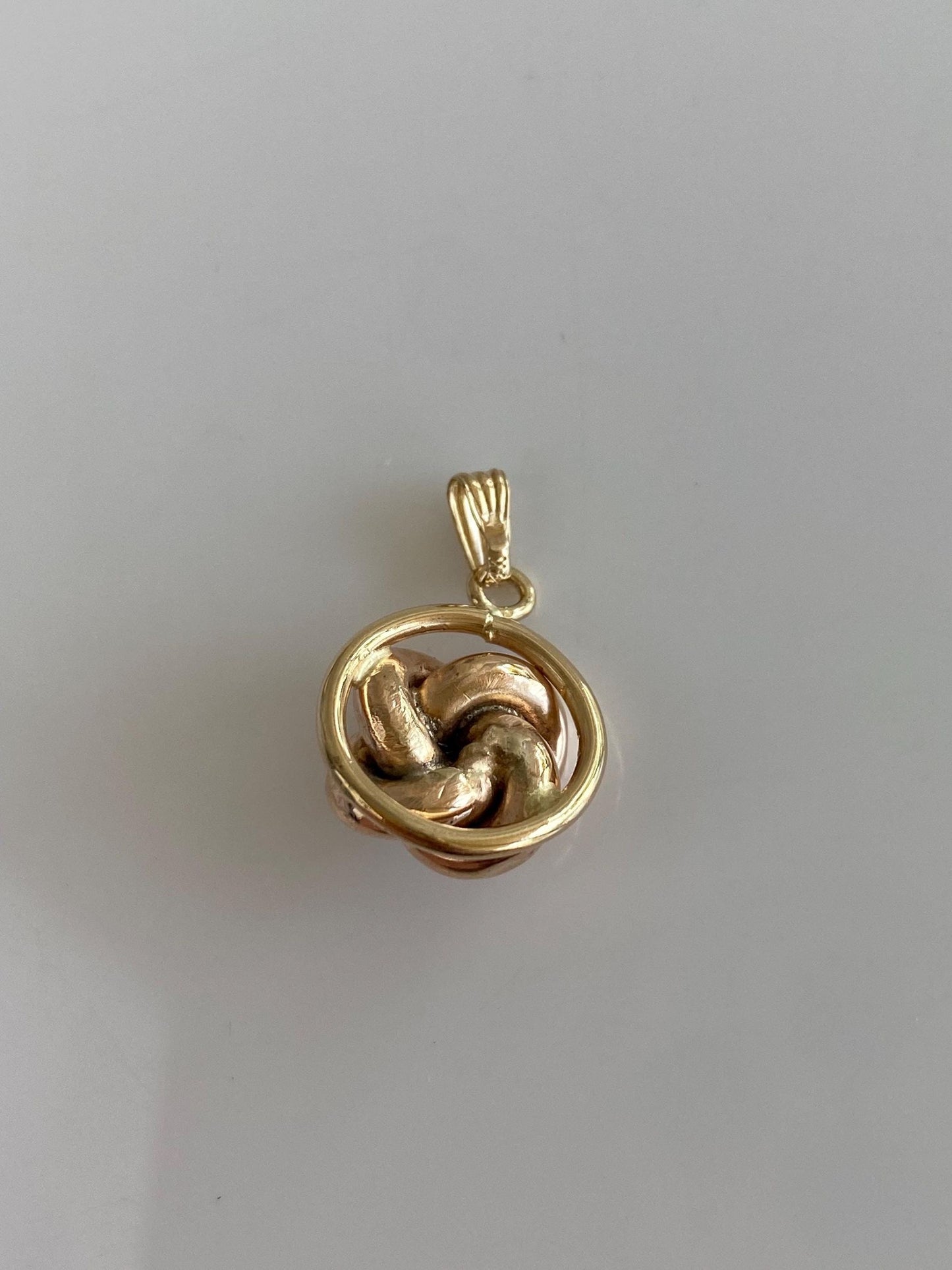 Vintage Solid 14k Rosey Gold Diamond Knot Charm