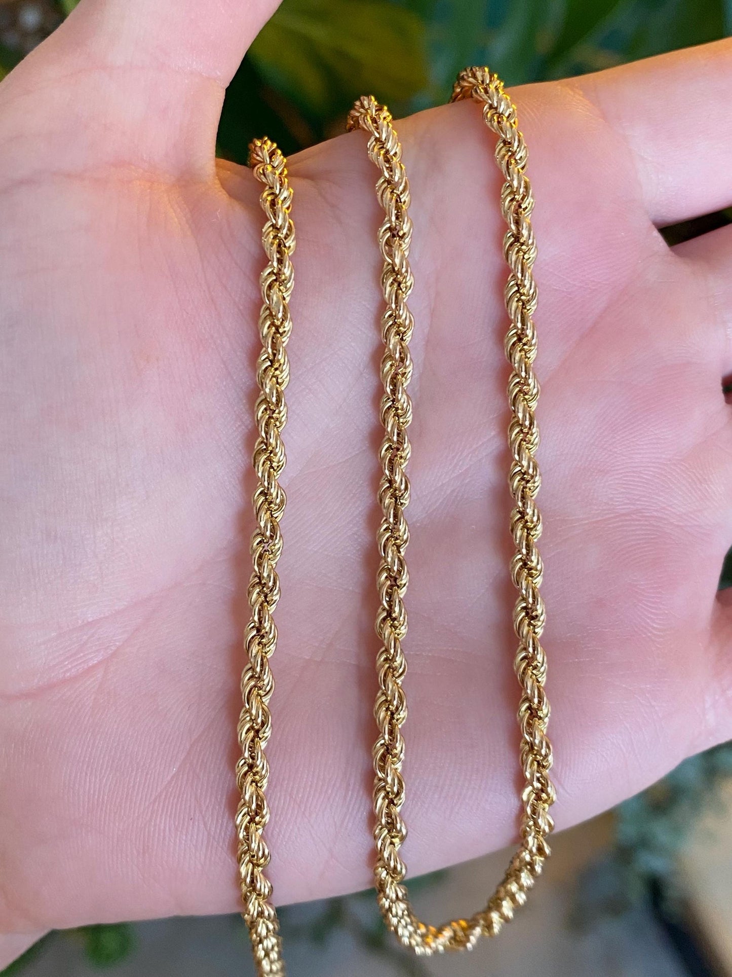 Vintage 14k Yellow Gold Rope Chain Necklace - 24 inches