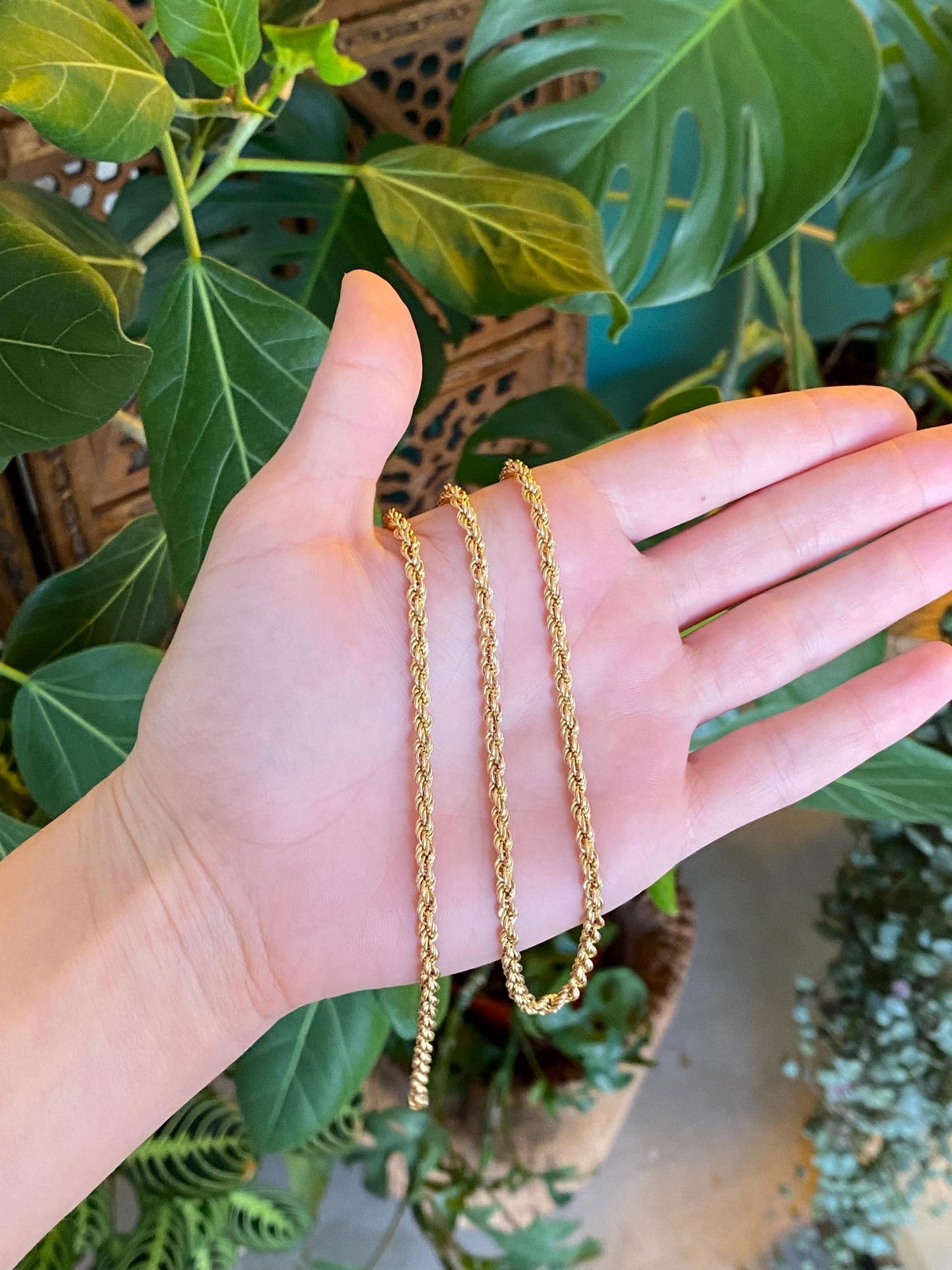 Vintage 14k Yellow Gold Rope Chain Necklace - 24 inches