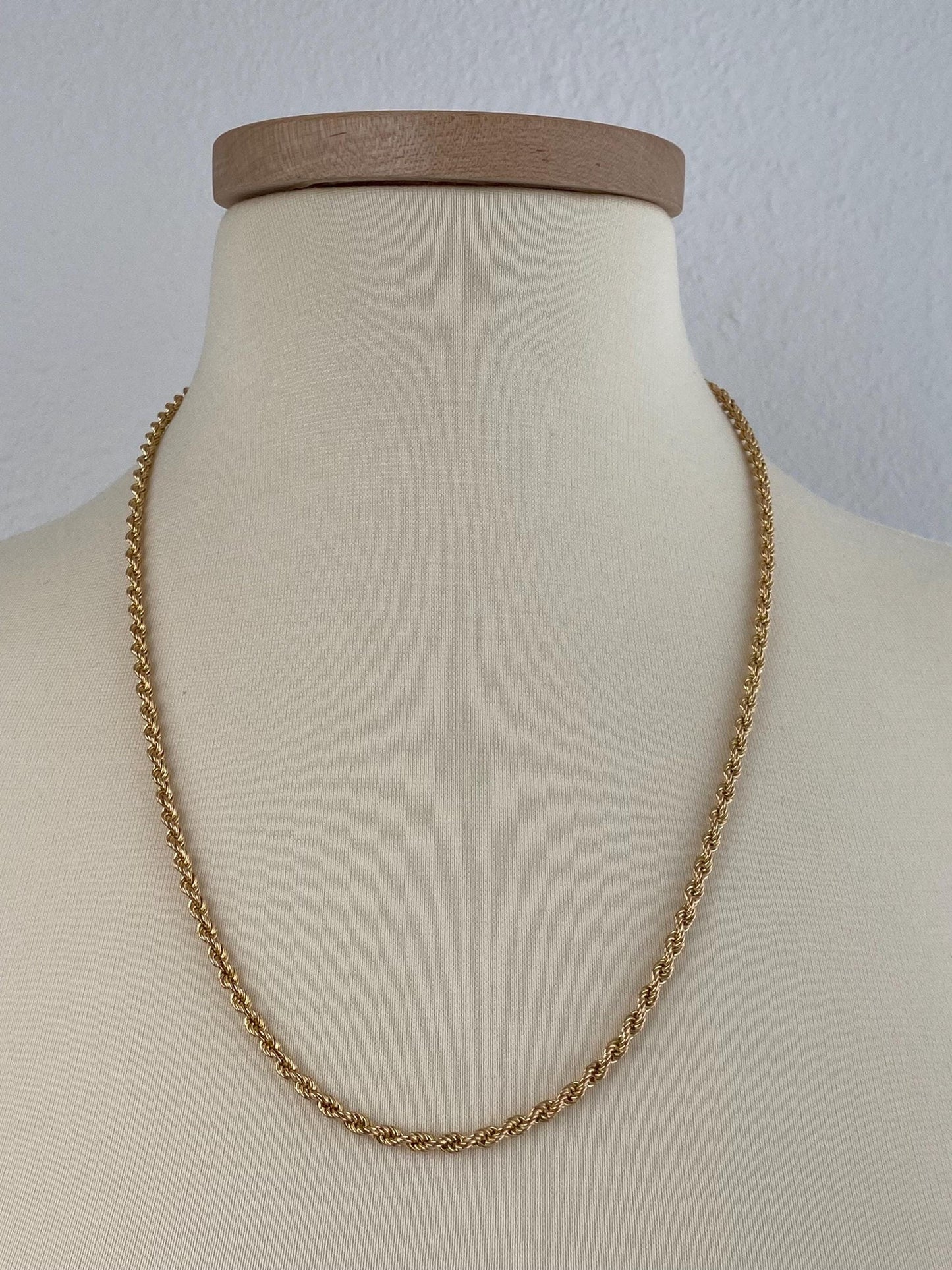 Vintage 14k Yellow Gold Rope Chain Necklace - 24 inches