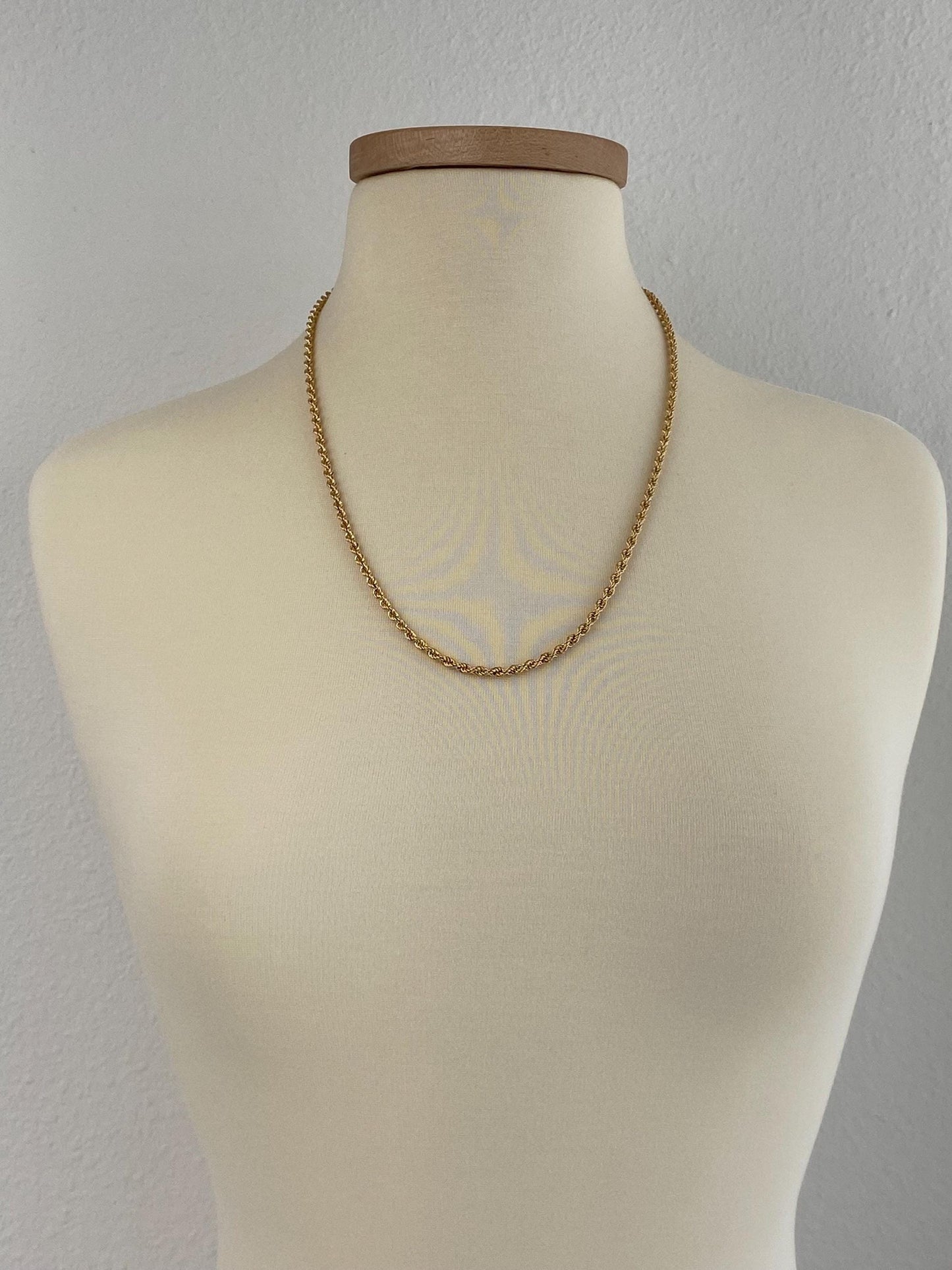 Vintage 14k Yellow Gold Rope Chain Necklace - 24 inches