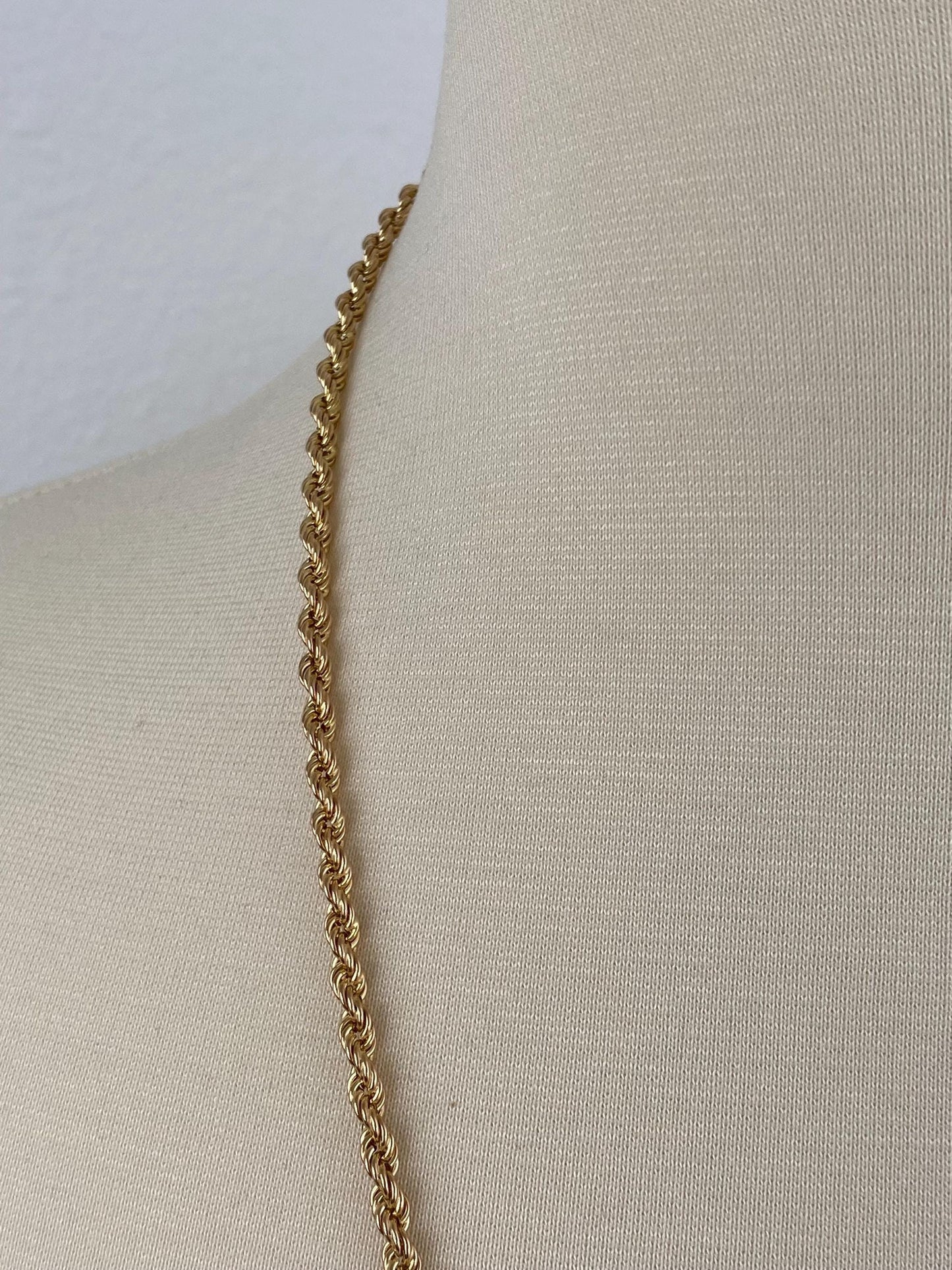 Vintage 14k Yellow Gold Rope Chain Necklace - 24 inches