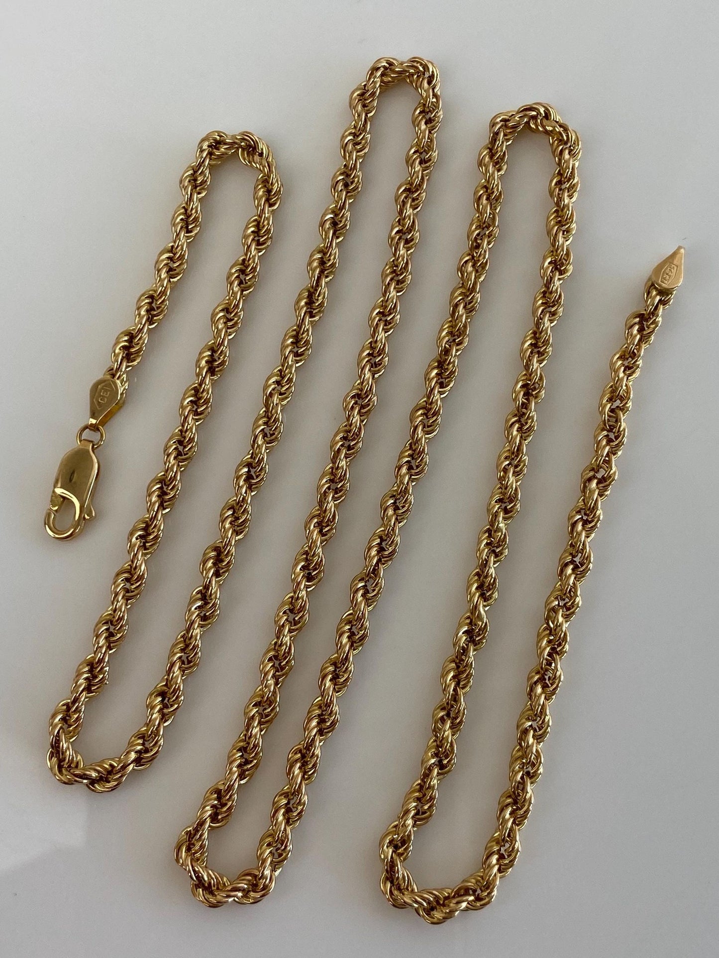 Vintage 14k Yellow Gold Rope Chain Necklace - 24 inches