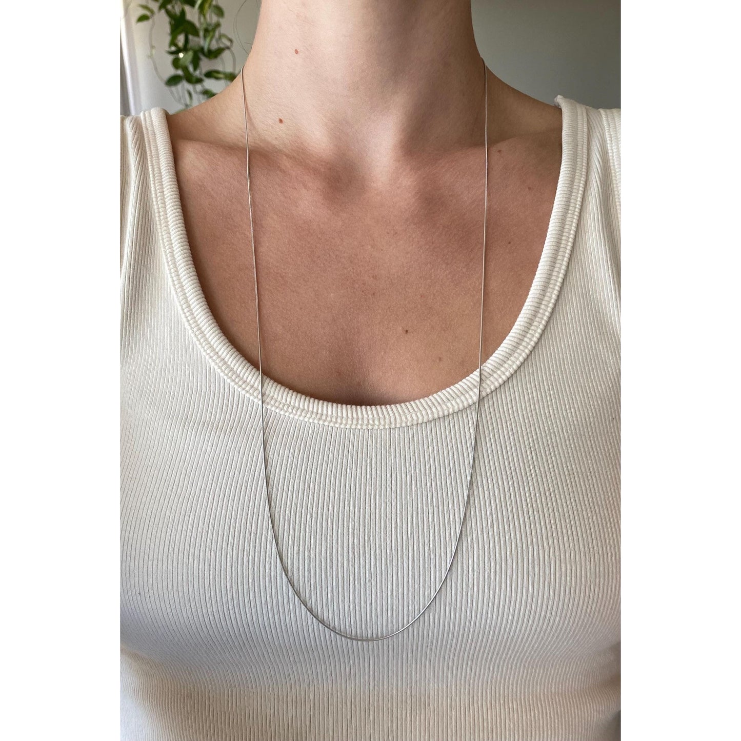 Vintage Solid 14k White Gold Snake Chain Necklace - 30.5 inches