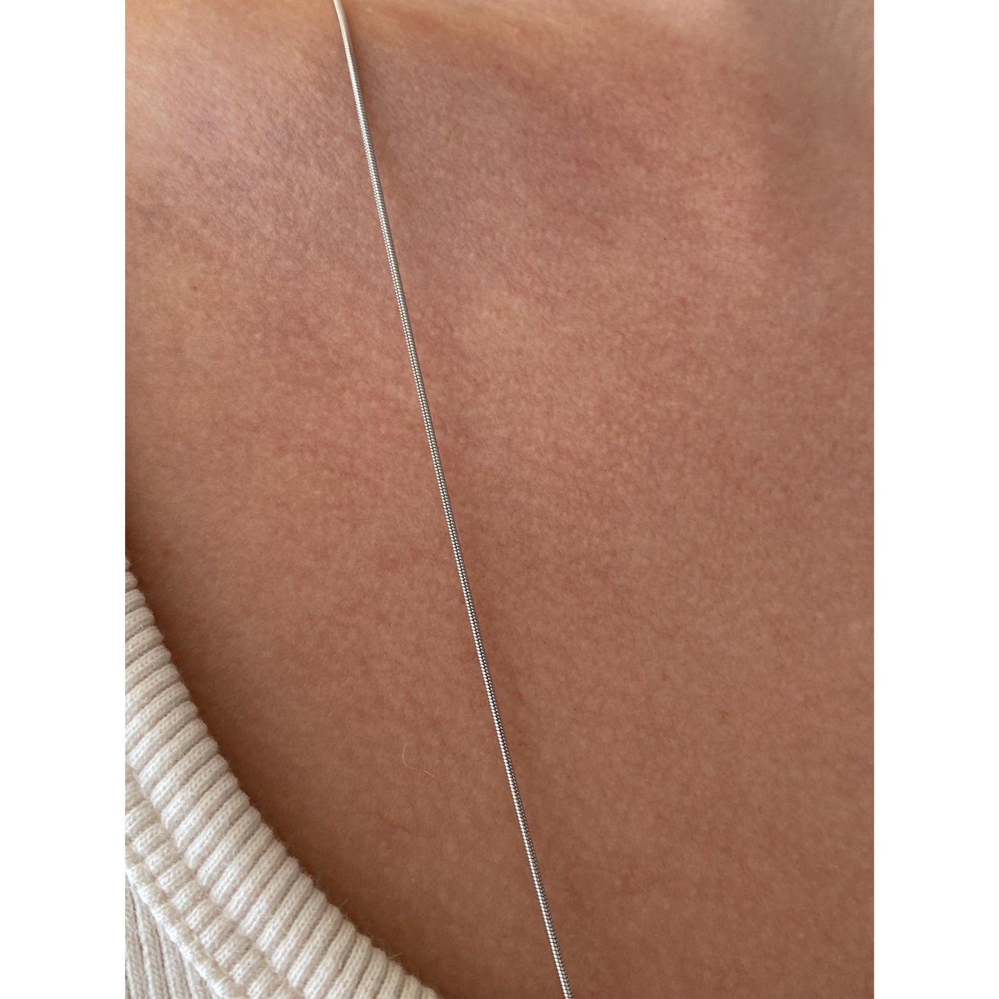 Vintage Solid 14k White Gold Snake Chain Necklace - 30.5 inches