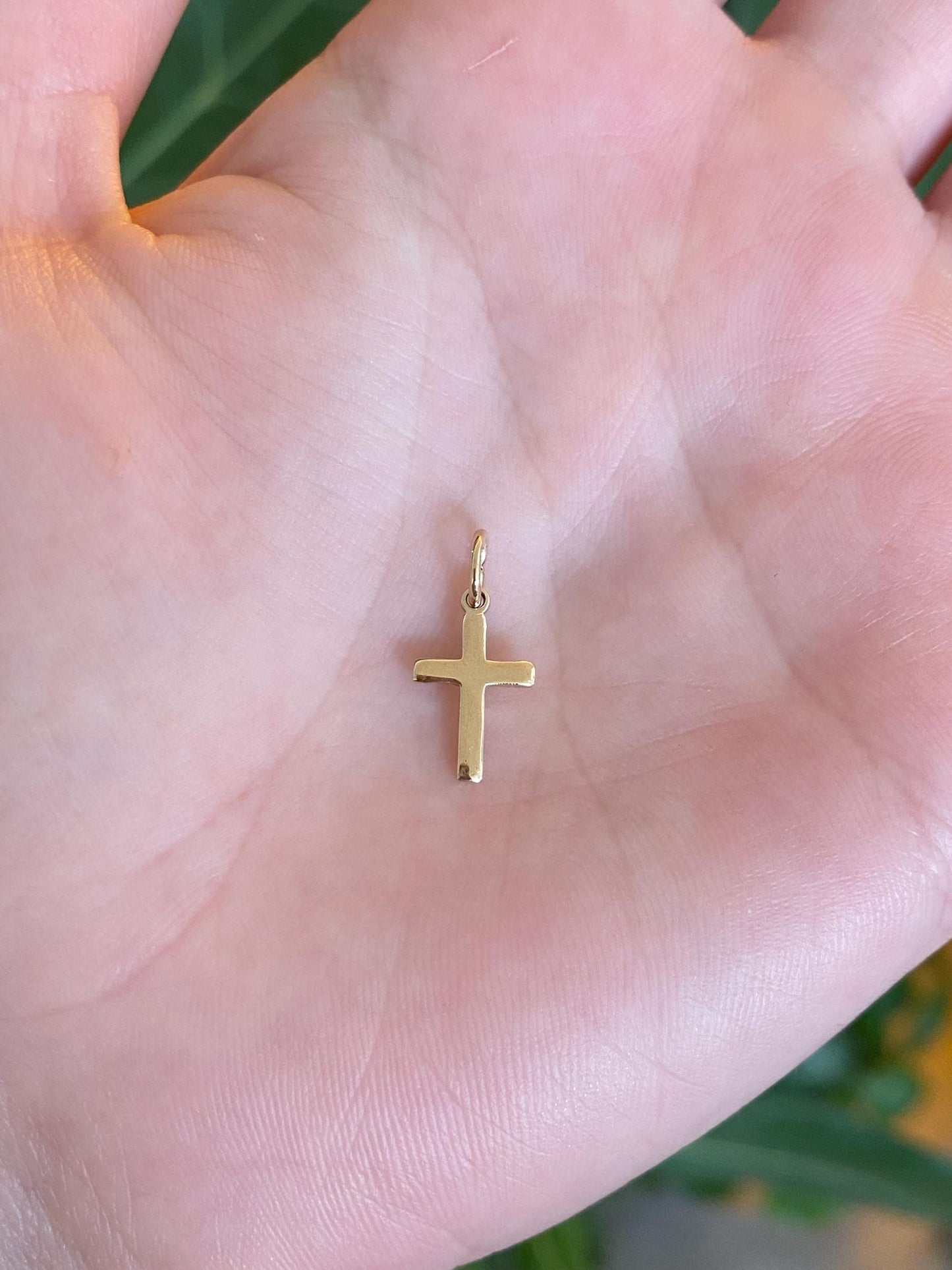 Vintage Solid 14k Yellow Gold Cross Charm