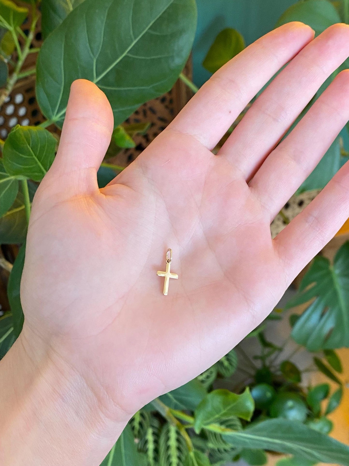 Vintage Solid 14k Yellow Gold Cross Charm